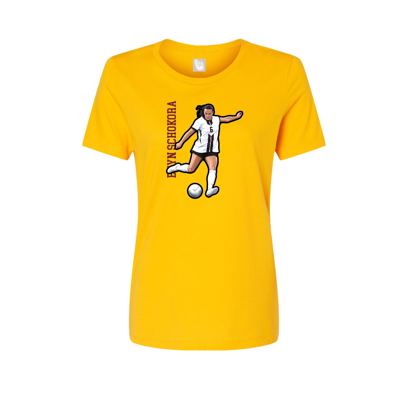 Womens Tee — Name Vertical in Gold