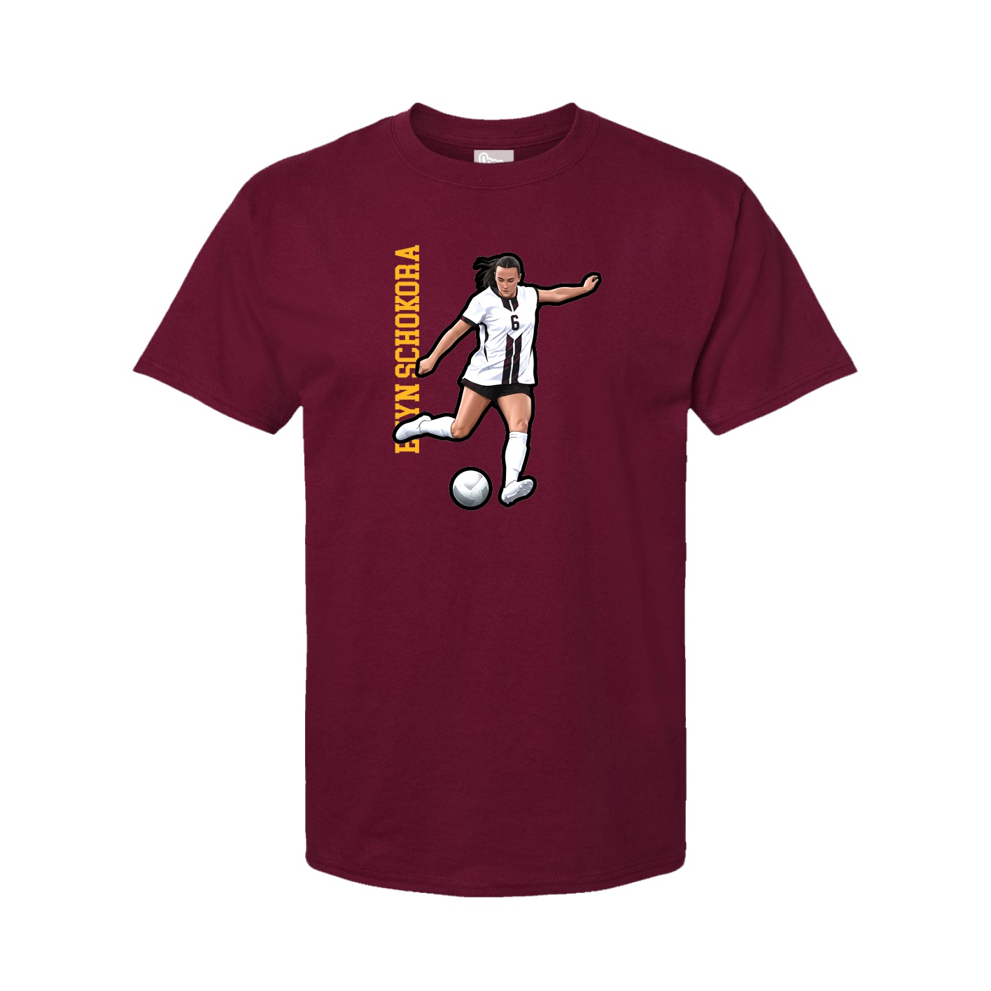 Youth Tee — Name Vertical in Cardinal