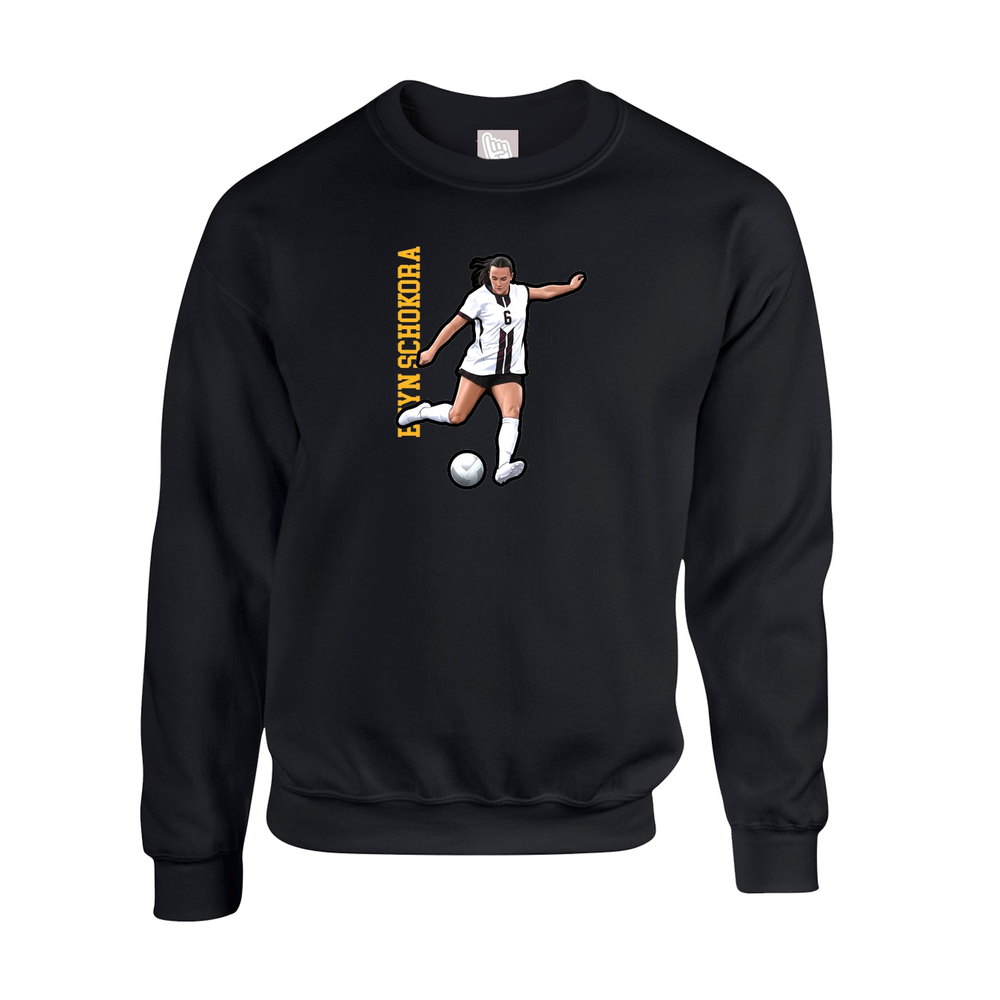 Fleece Crew — Name Vertical in Black