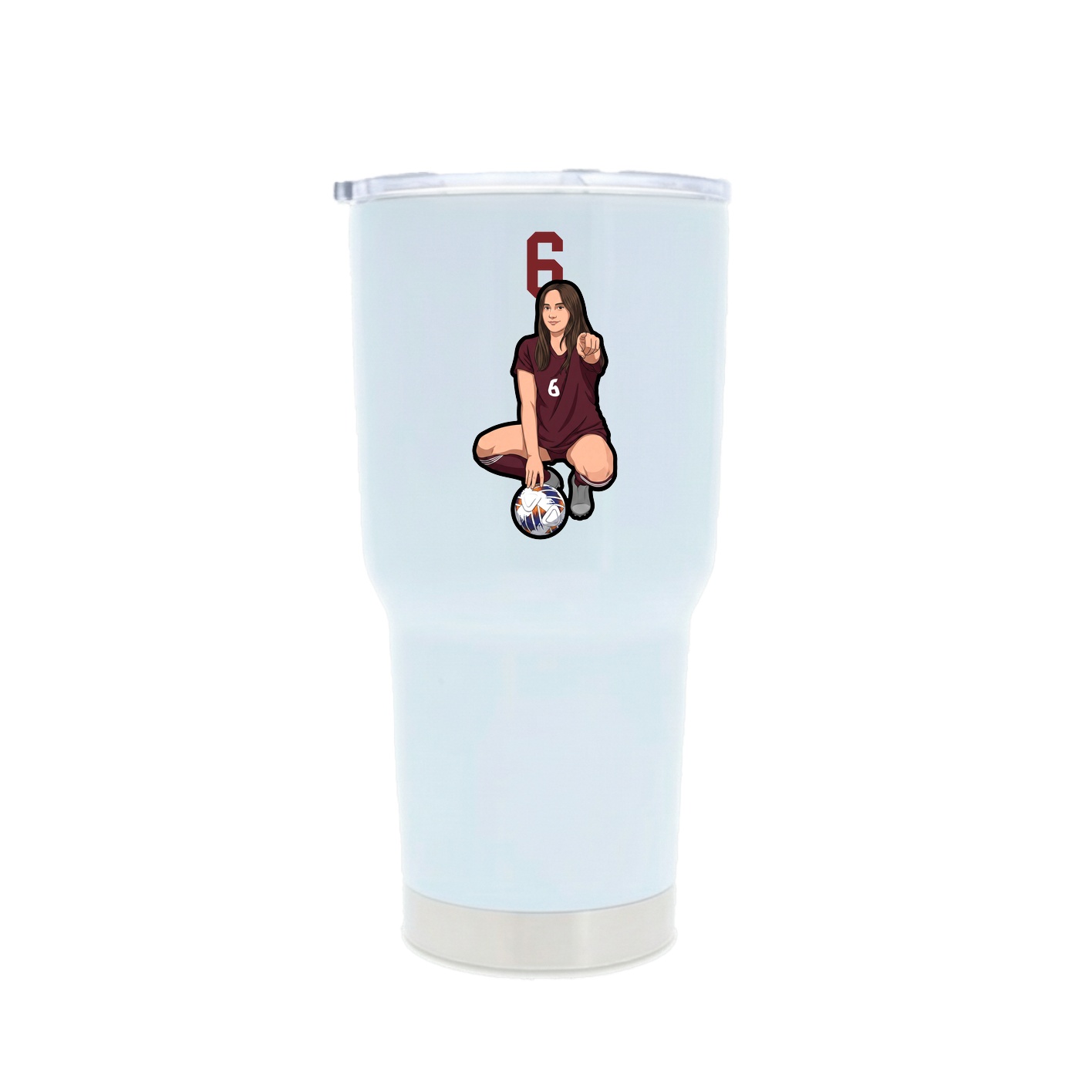 30oz Stainless Steel Tumbler — Number Top in White