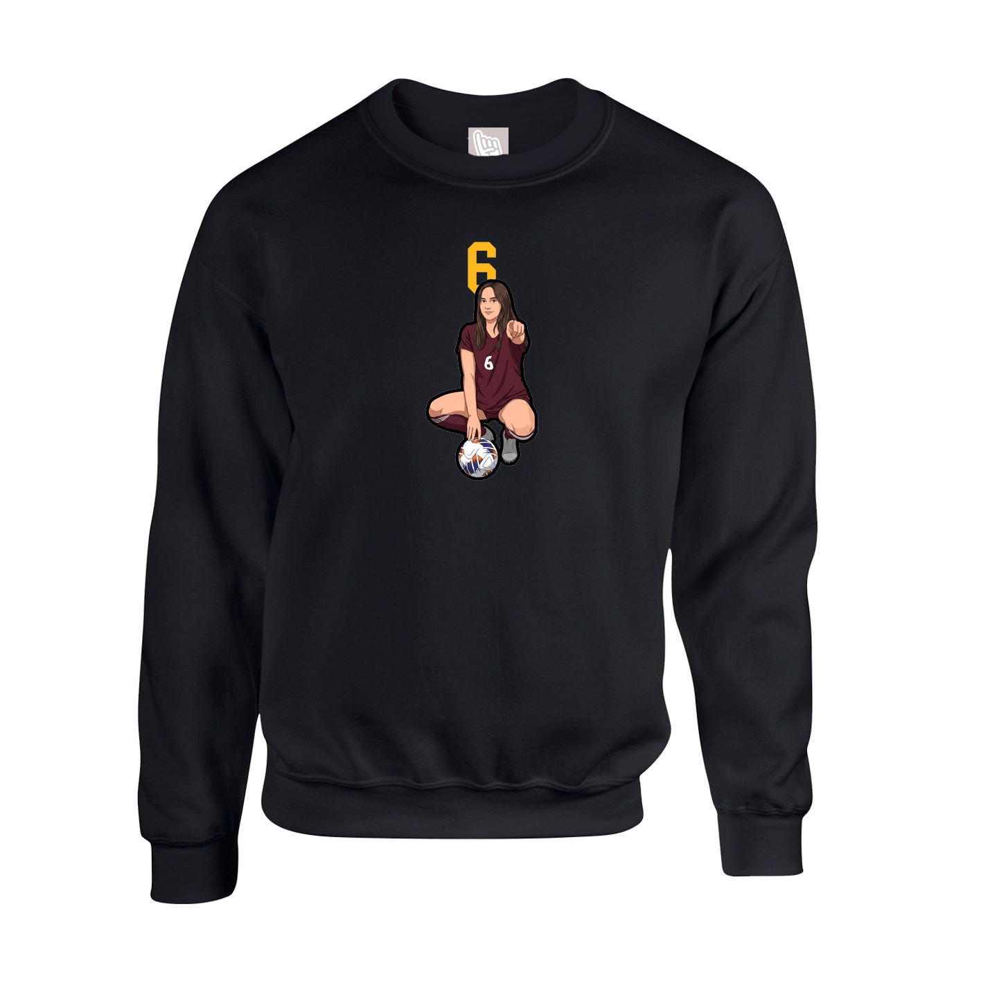 Fleece Crew — Number Top in Black