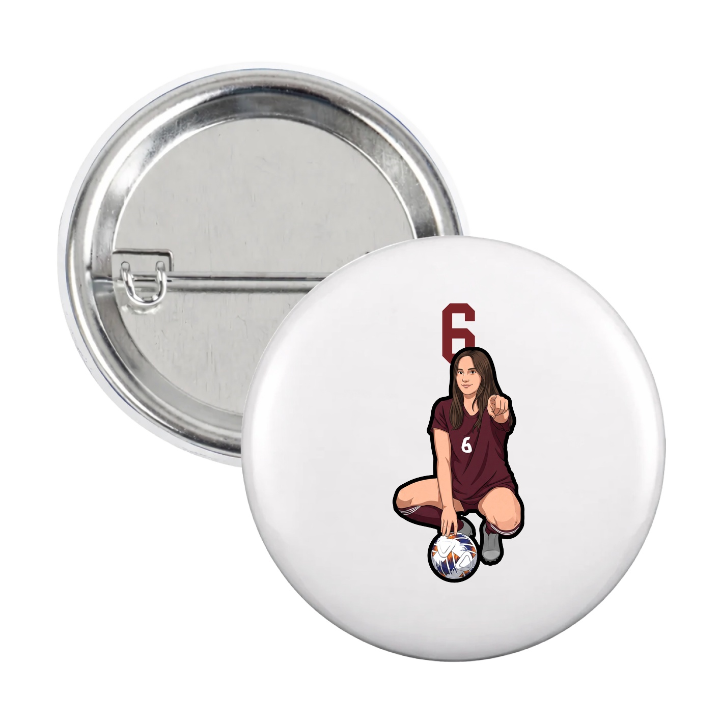 Game Day Button — Number Top in White
