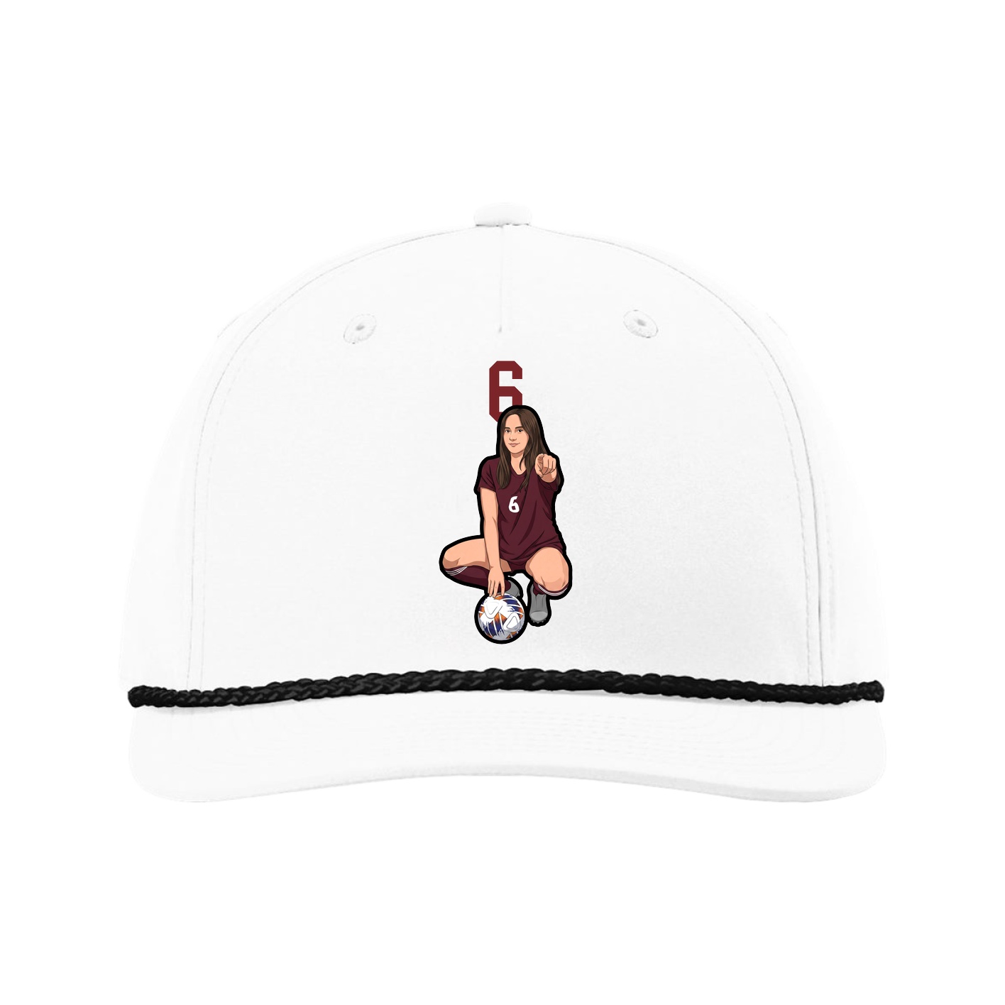 Five-Panel Classic Rope Cap — Number Top in White