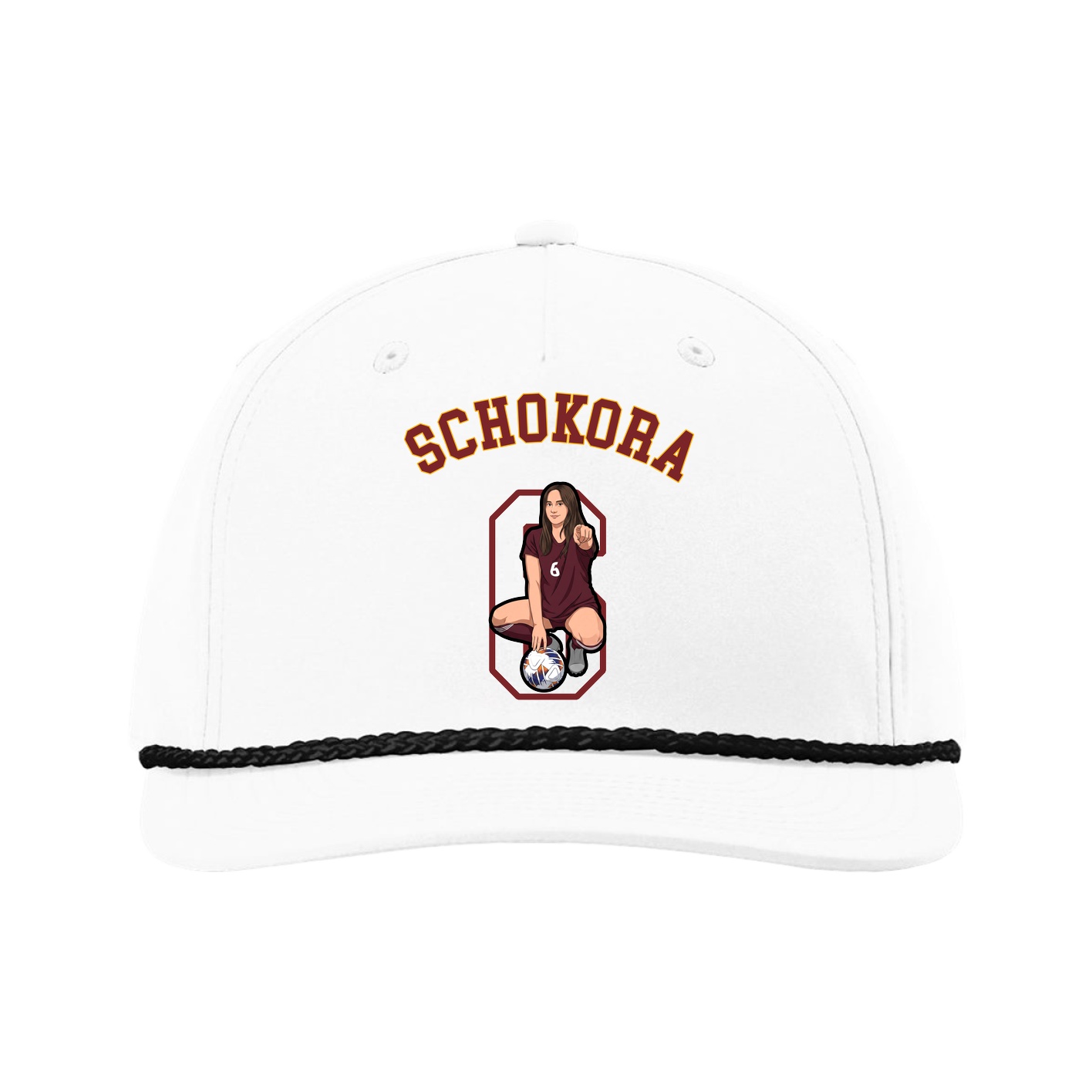 Five-Panel Classic Rope Cap — Shirsey Arch in White