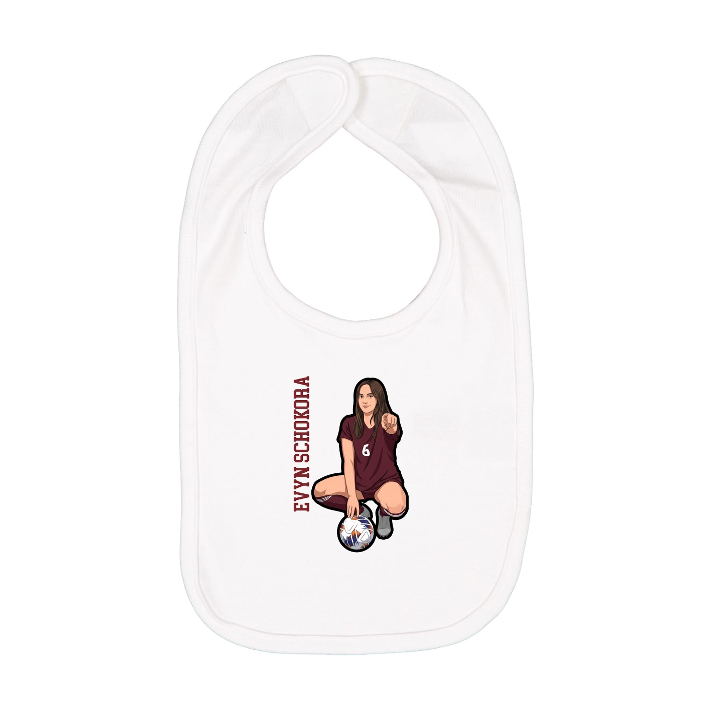 Infant Bib — Name Vertical in White