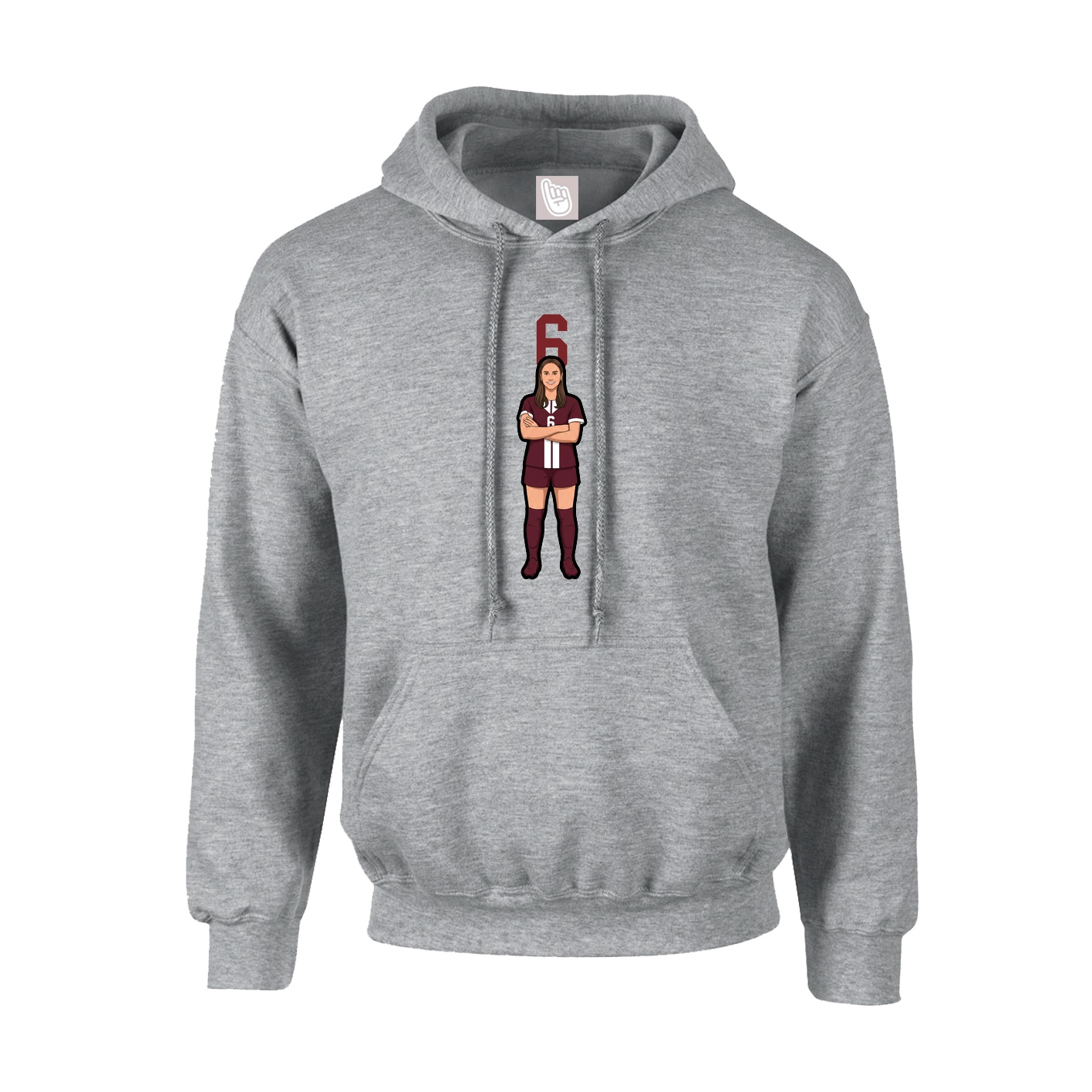 Hoodie — Number Top in Grey