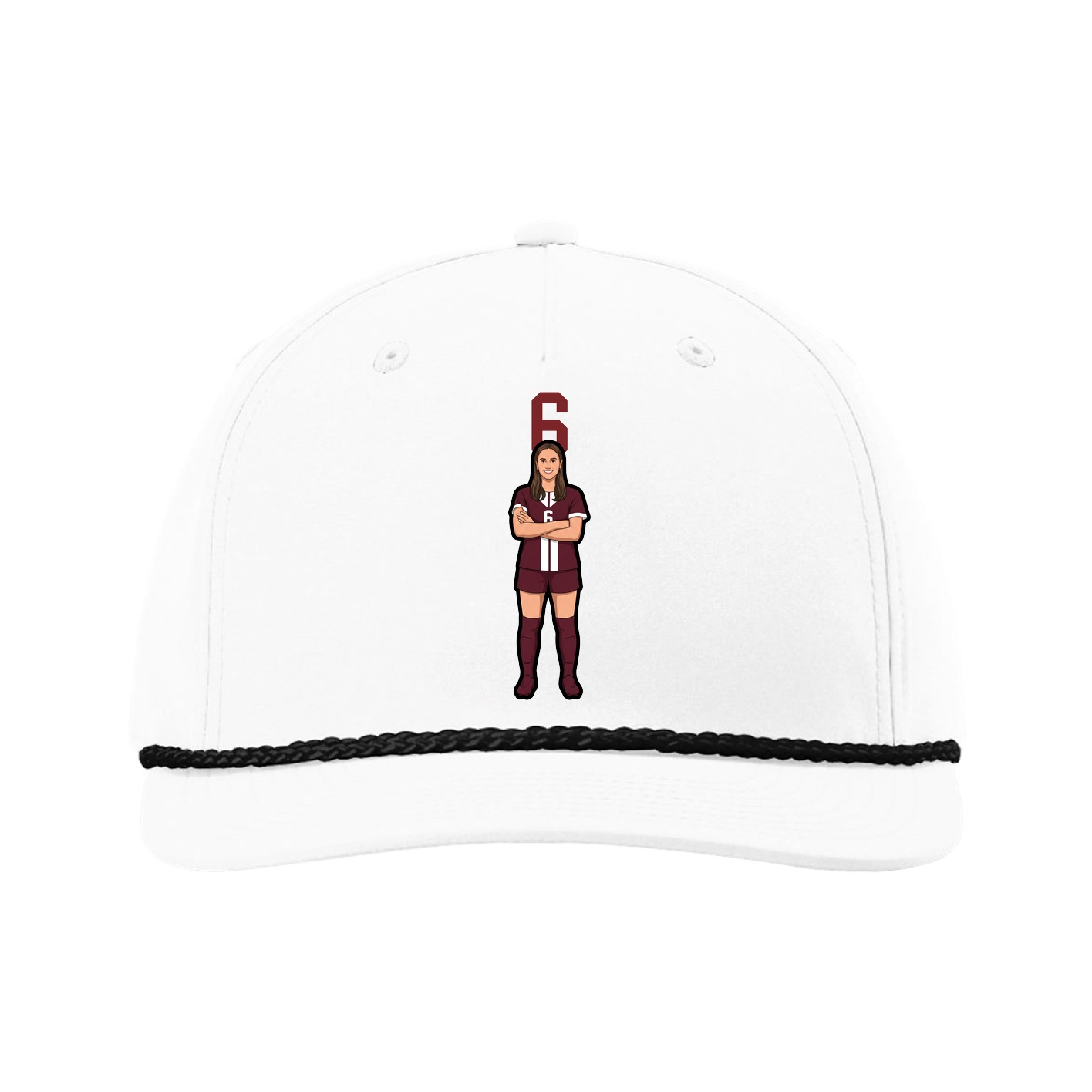 Five-Panel Classic Rope Cap — Number Top in White