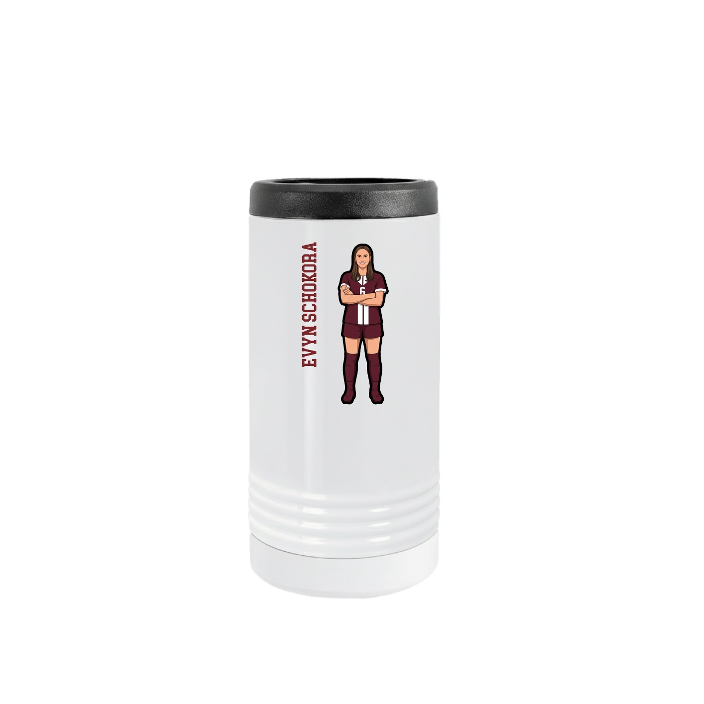 Slim Beverage Holder — Name Vertical in White