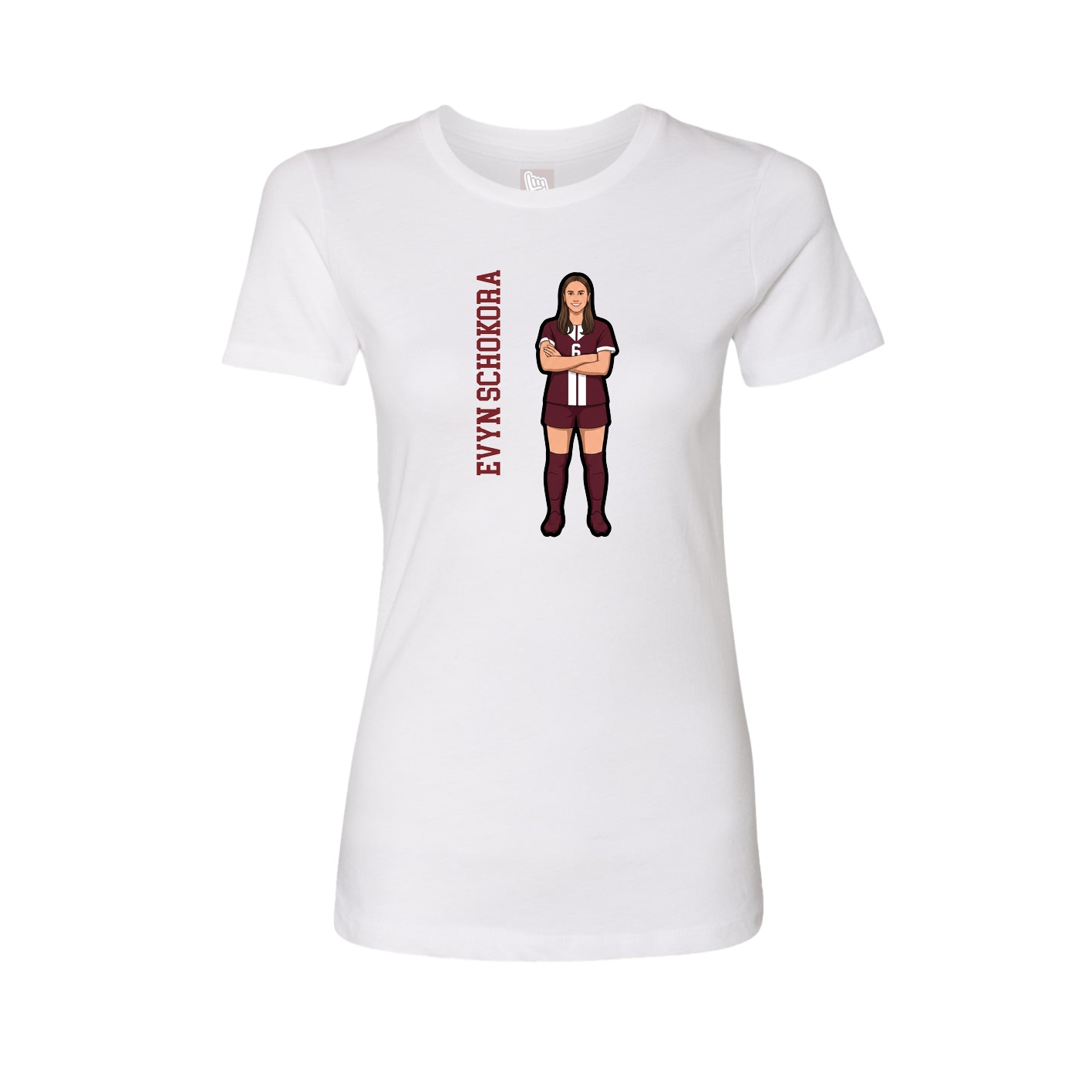 Womens Tee — Name Vertical in White