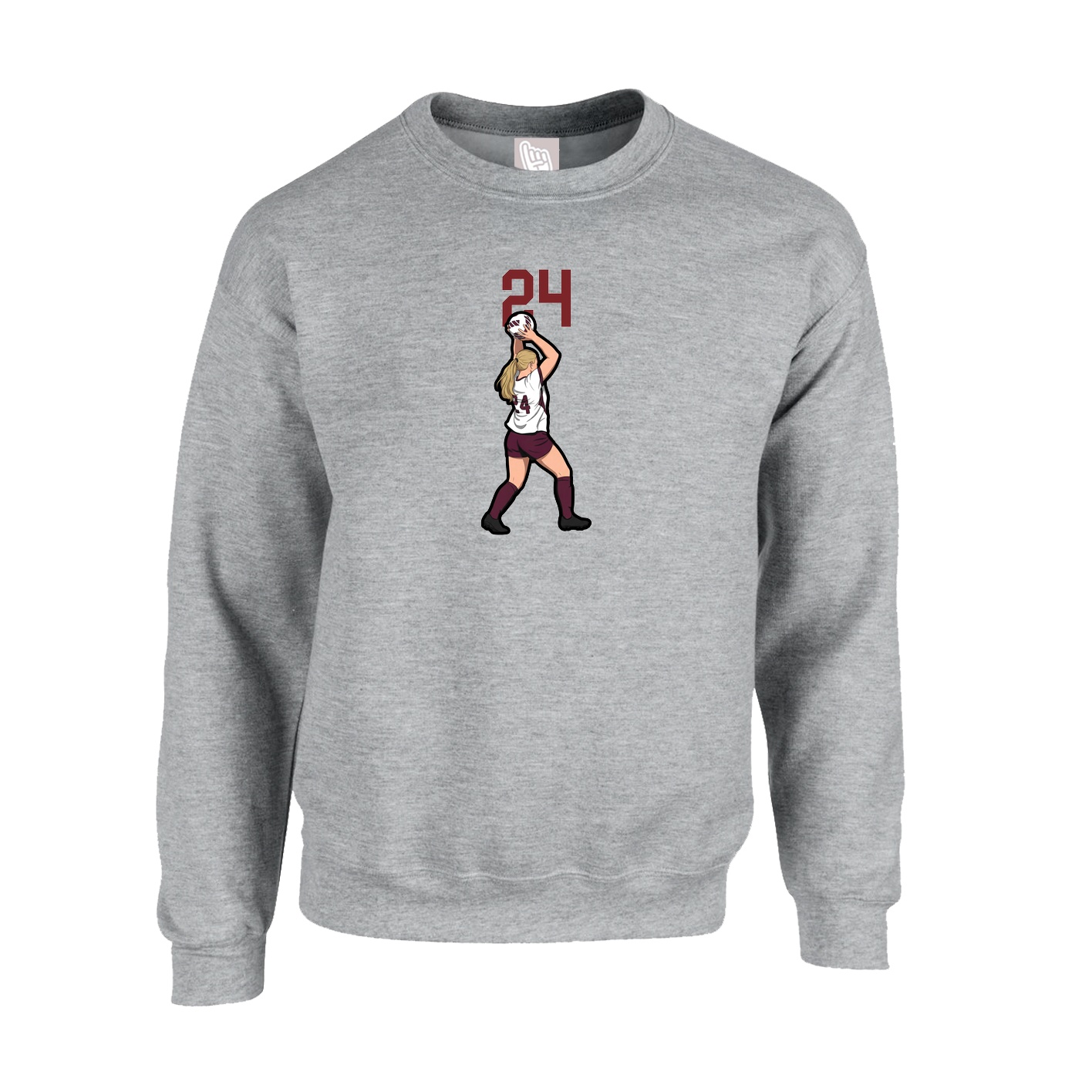 Fleece Crew — Number Top in Grey