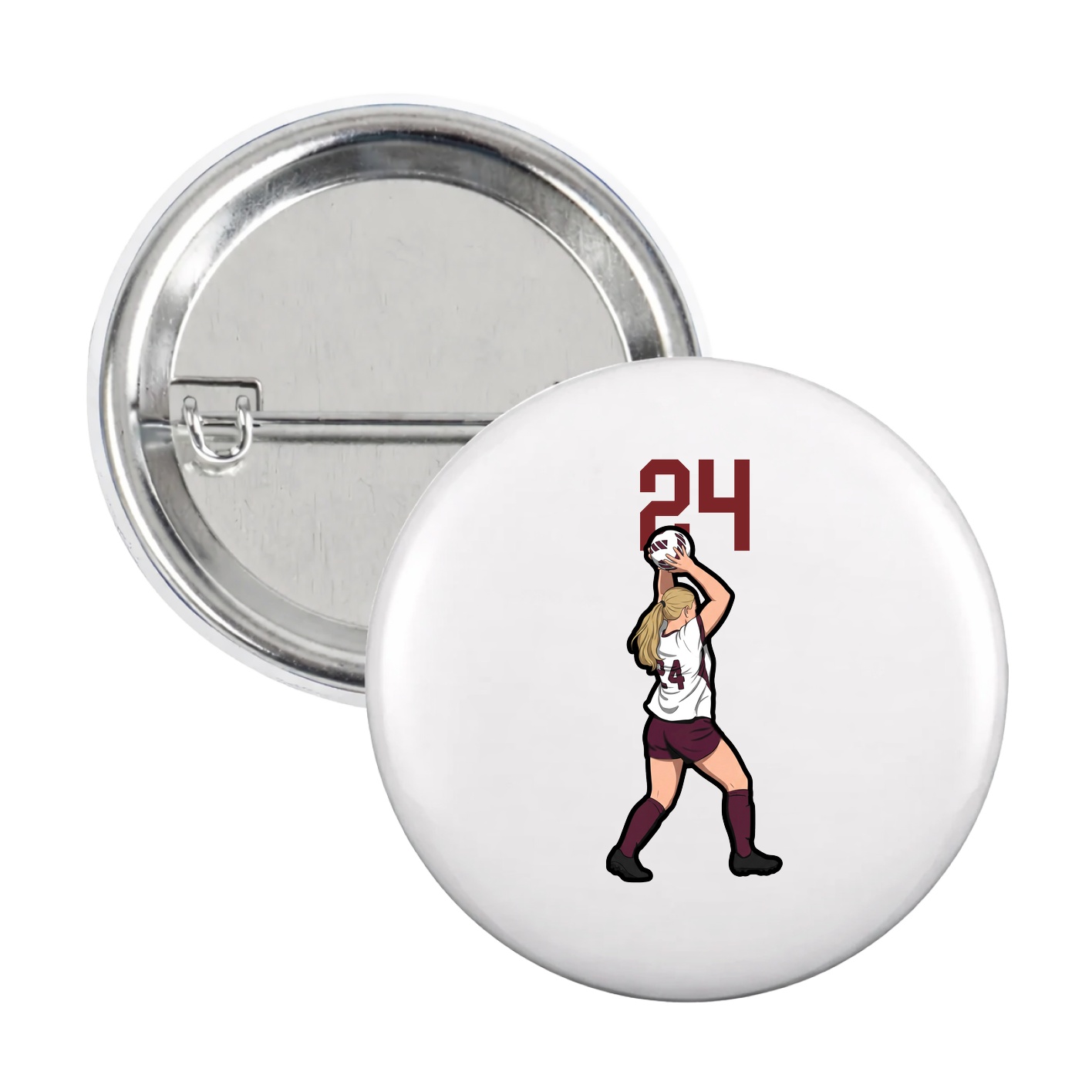 Game Day Button — Number Top in White