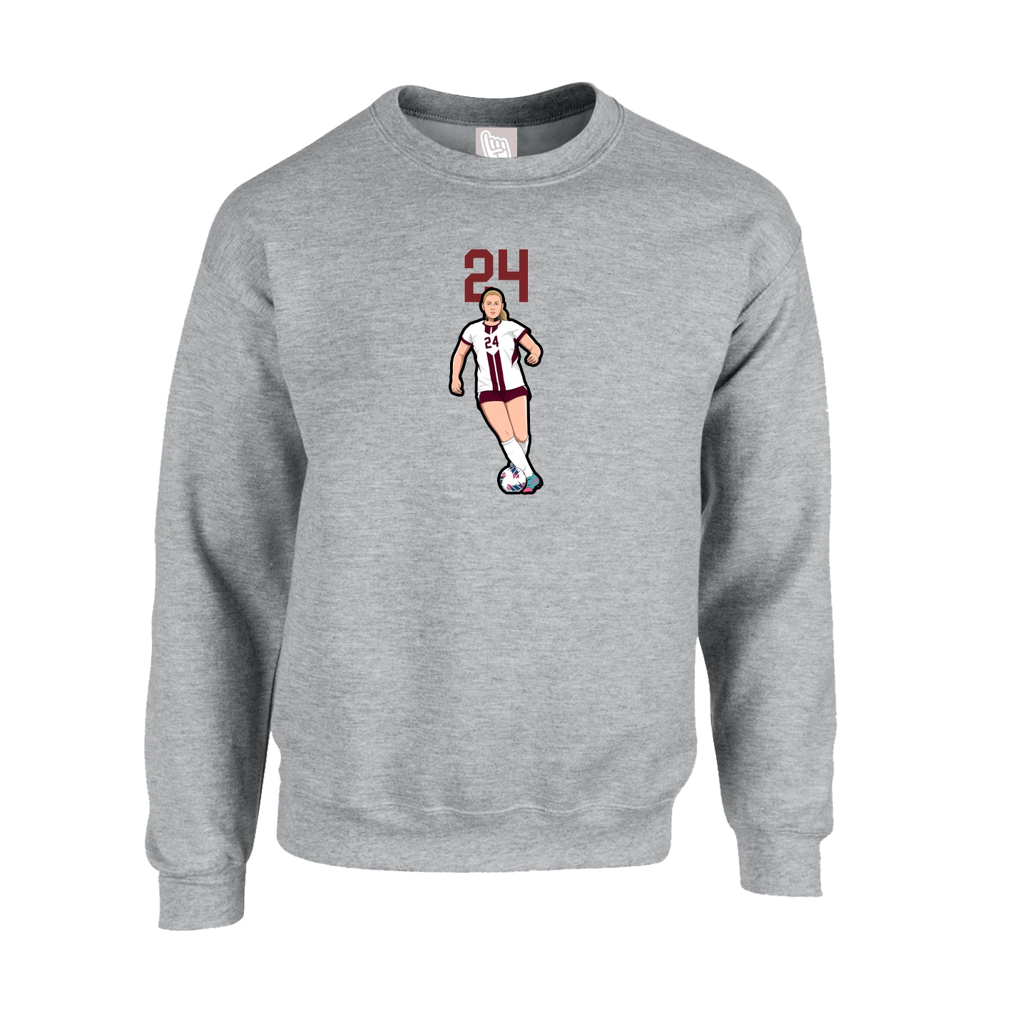 Fleece Crew — Number Top in Grey