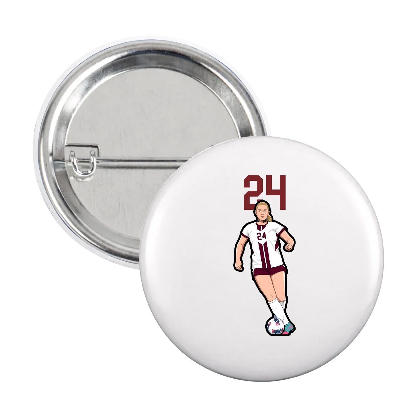 Game Day Button — Number Top in White