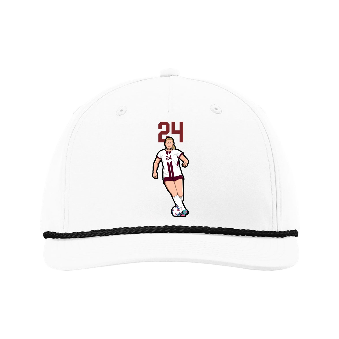 Five-Panel Classic Rope Cap — Number Top in White