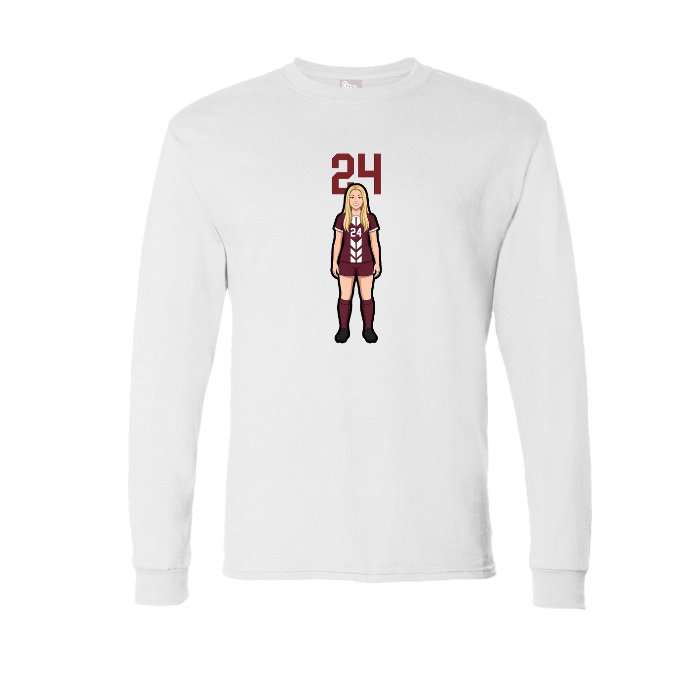 Long Sleeve Tee — Number Top in White