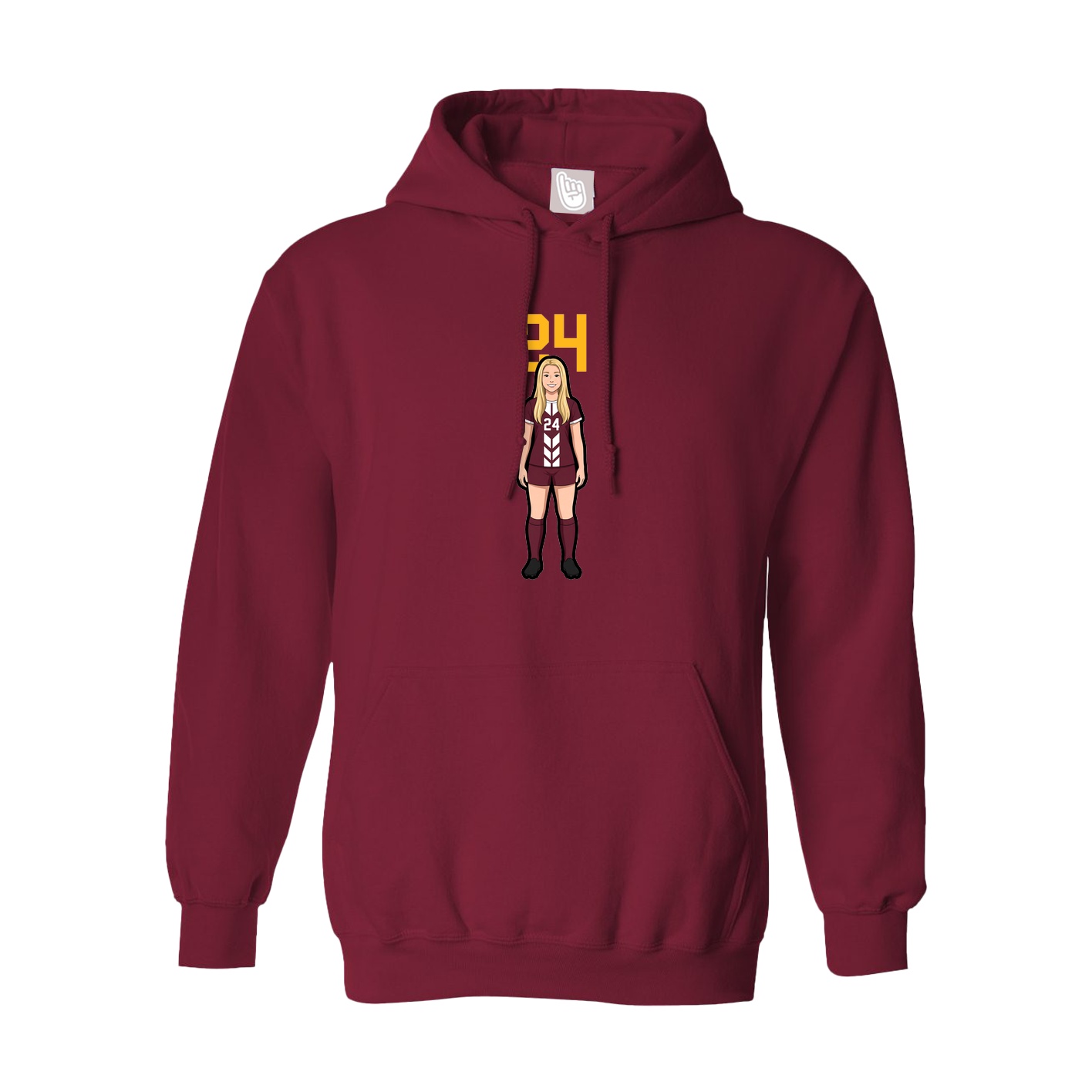 Hoodie — Number Top in Cardinal