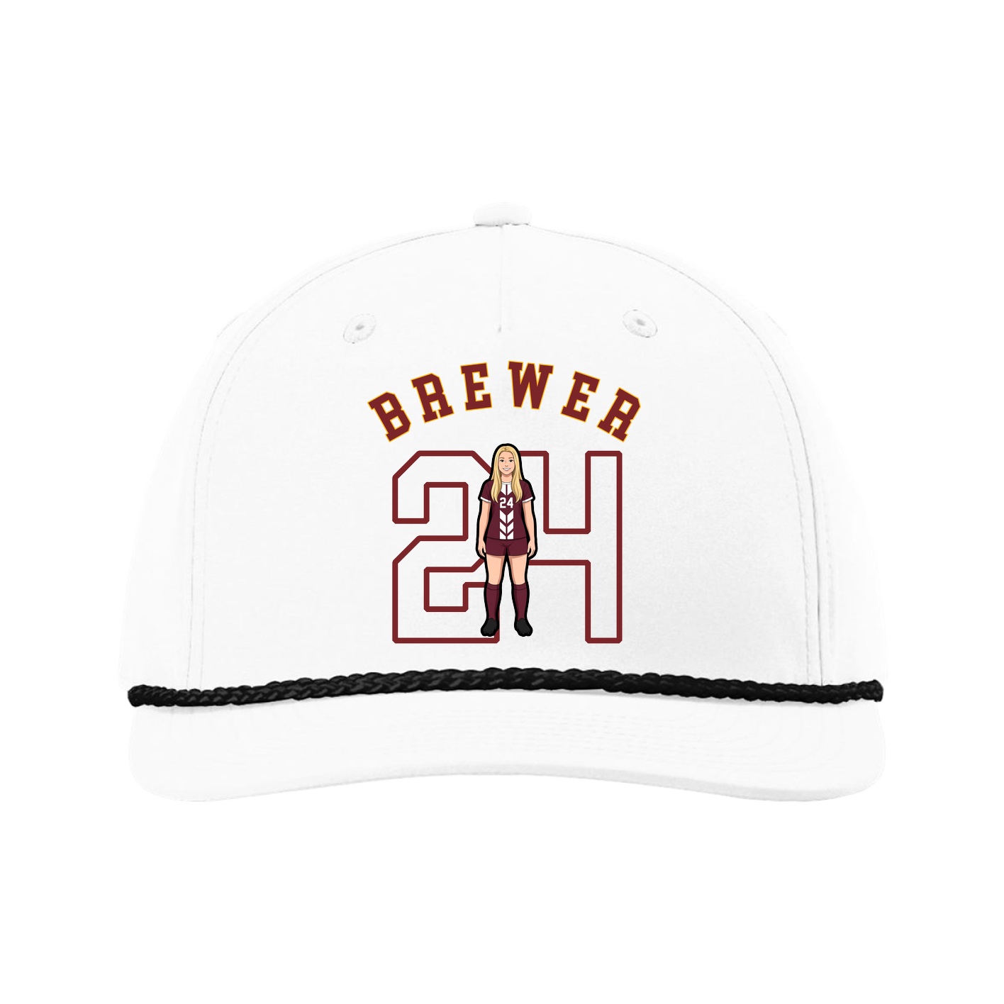 Five-Panel Classic Rope Cap — Shirsey Arch in White