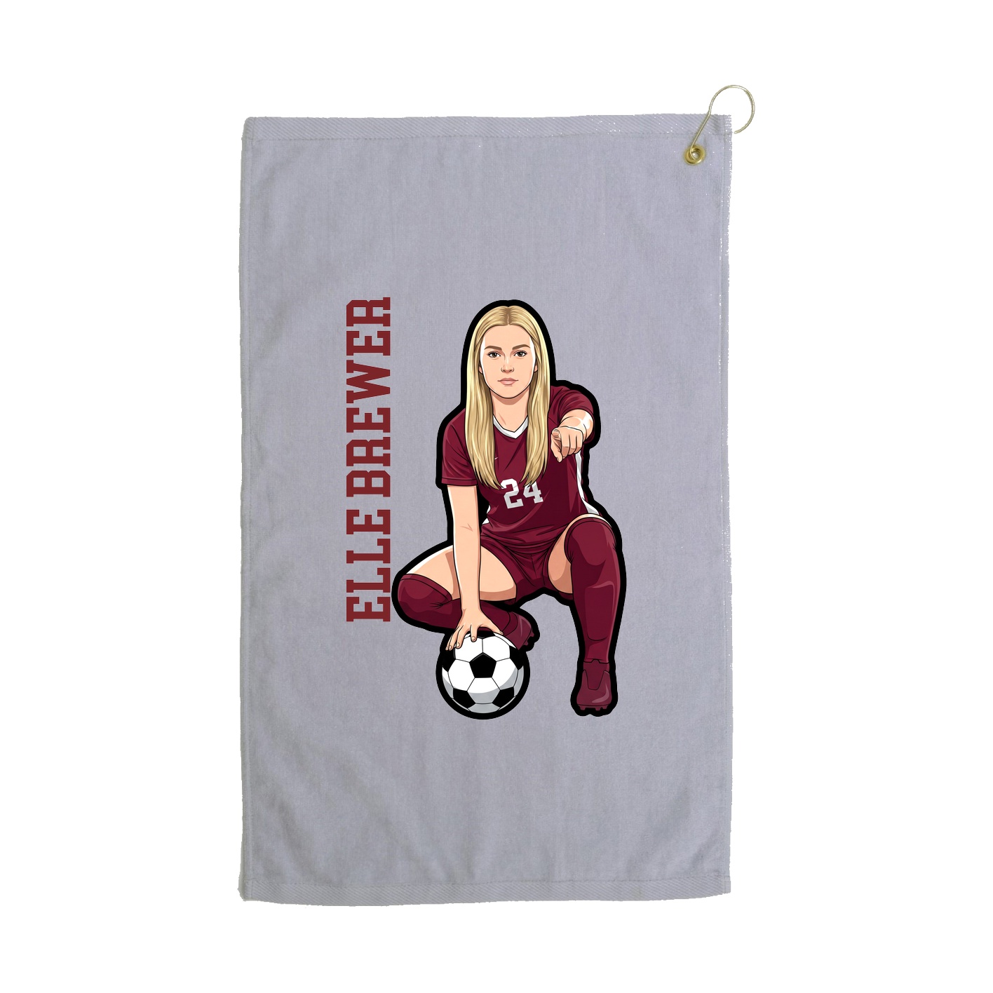 Golf Towel — Name Vertical in Grey
