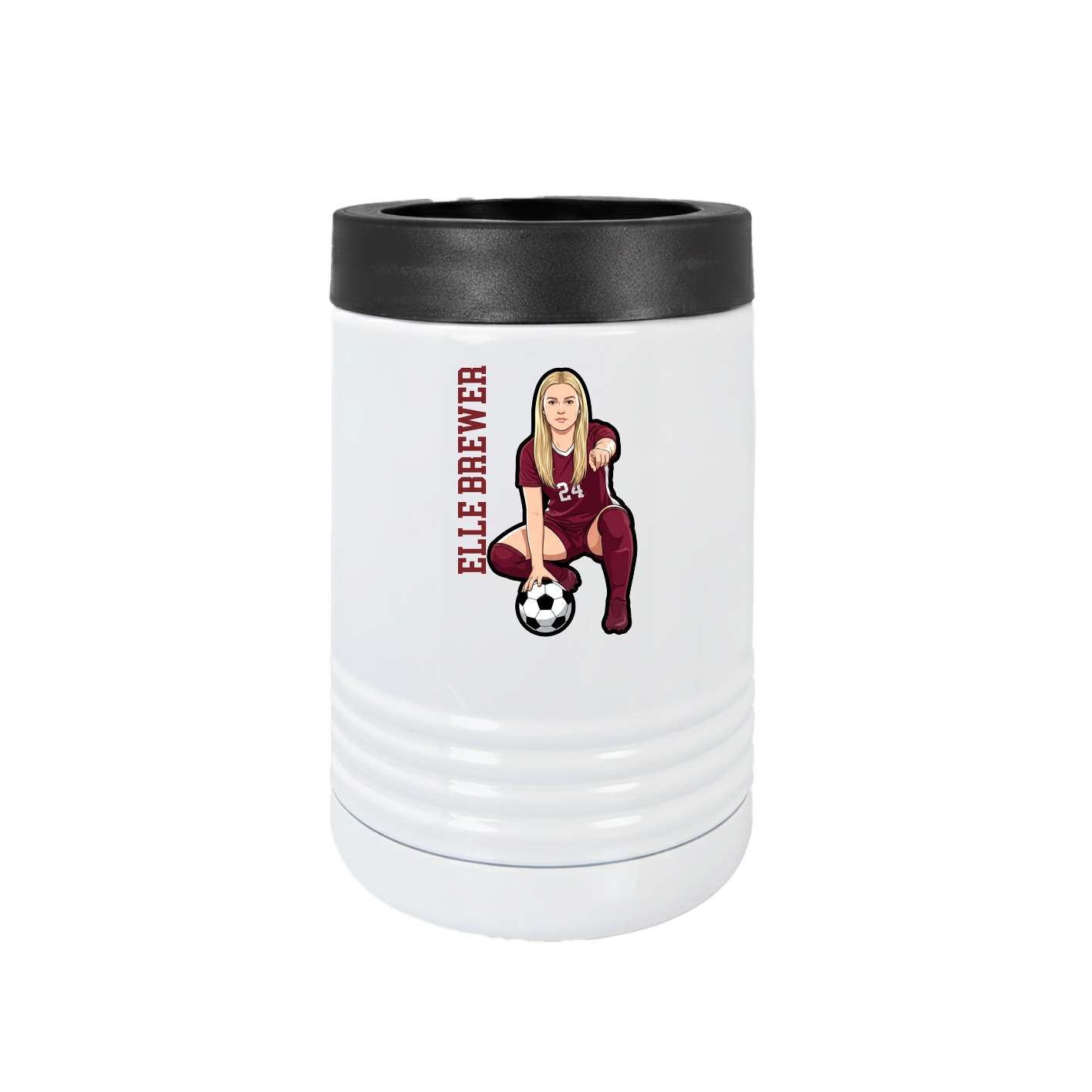 Beverage Holder — Name Vertical in White