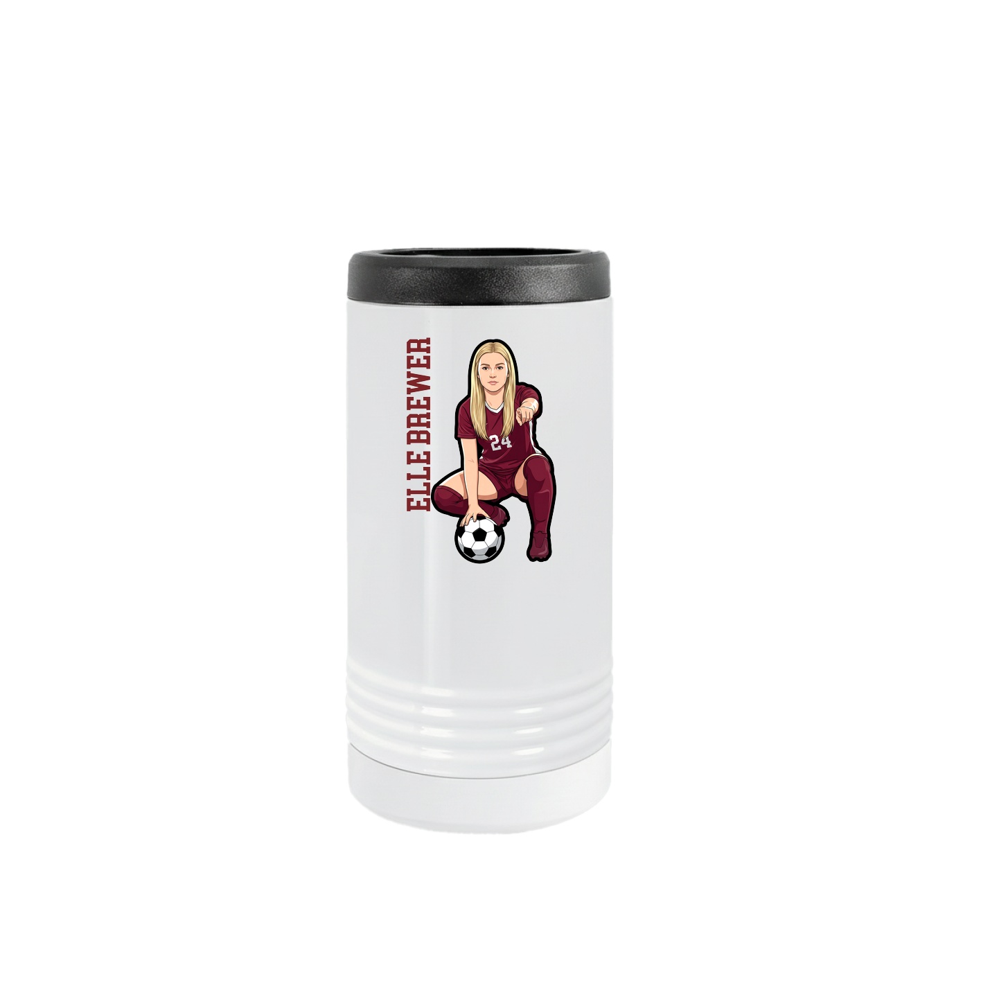 Slim Beverage Holder — Name Vertical in White