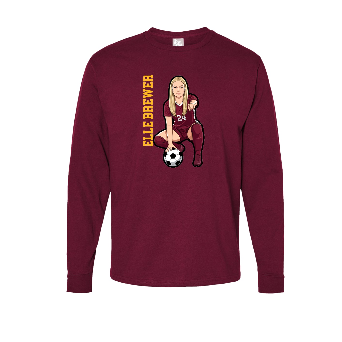 Long Sleeve Tee — Name Vertical in Cardinal