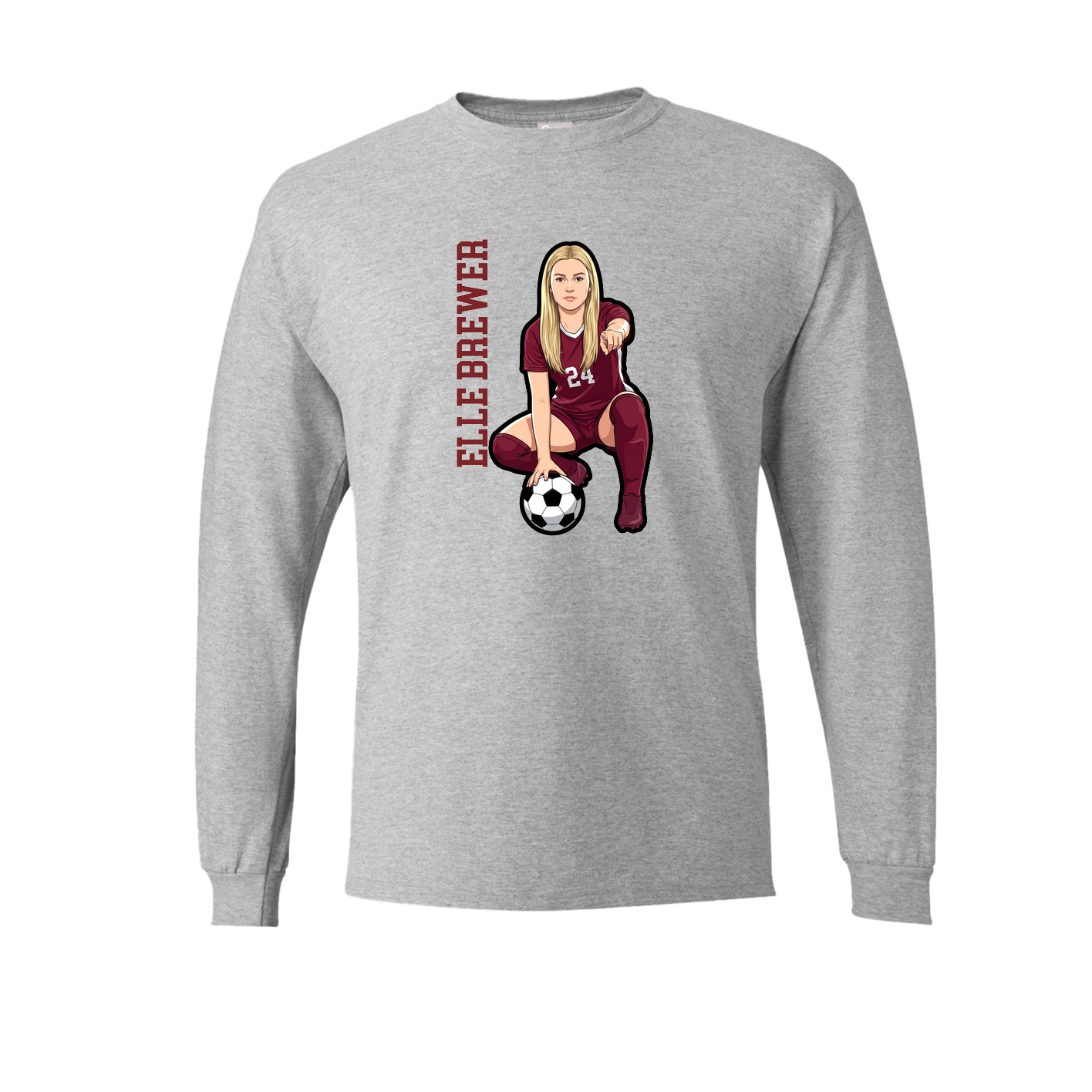 Long Sleeve Tee — Name Vertical in Grey