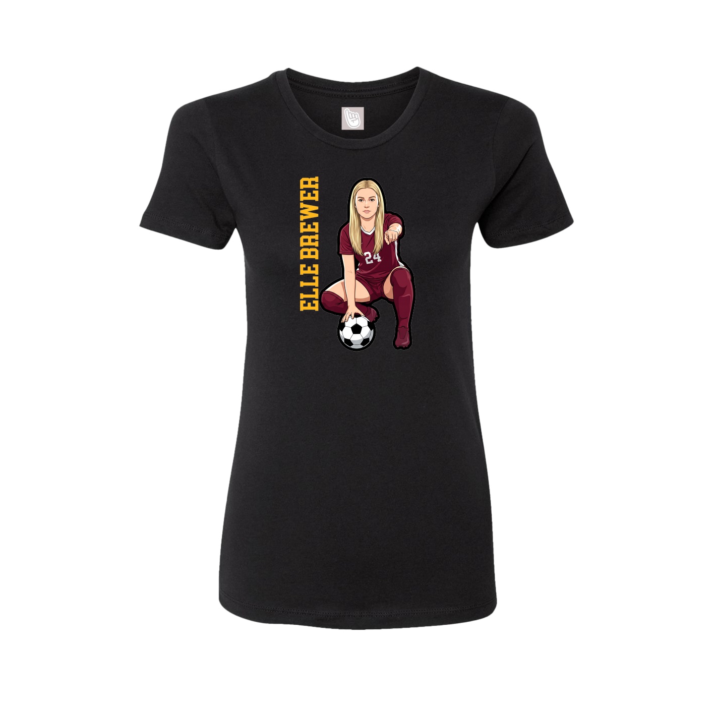 Womens Tee — Name Vertical in Black