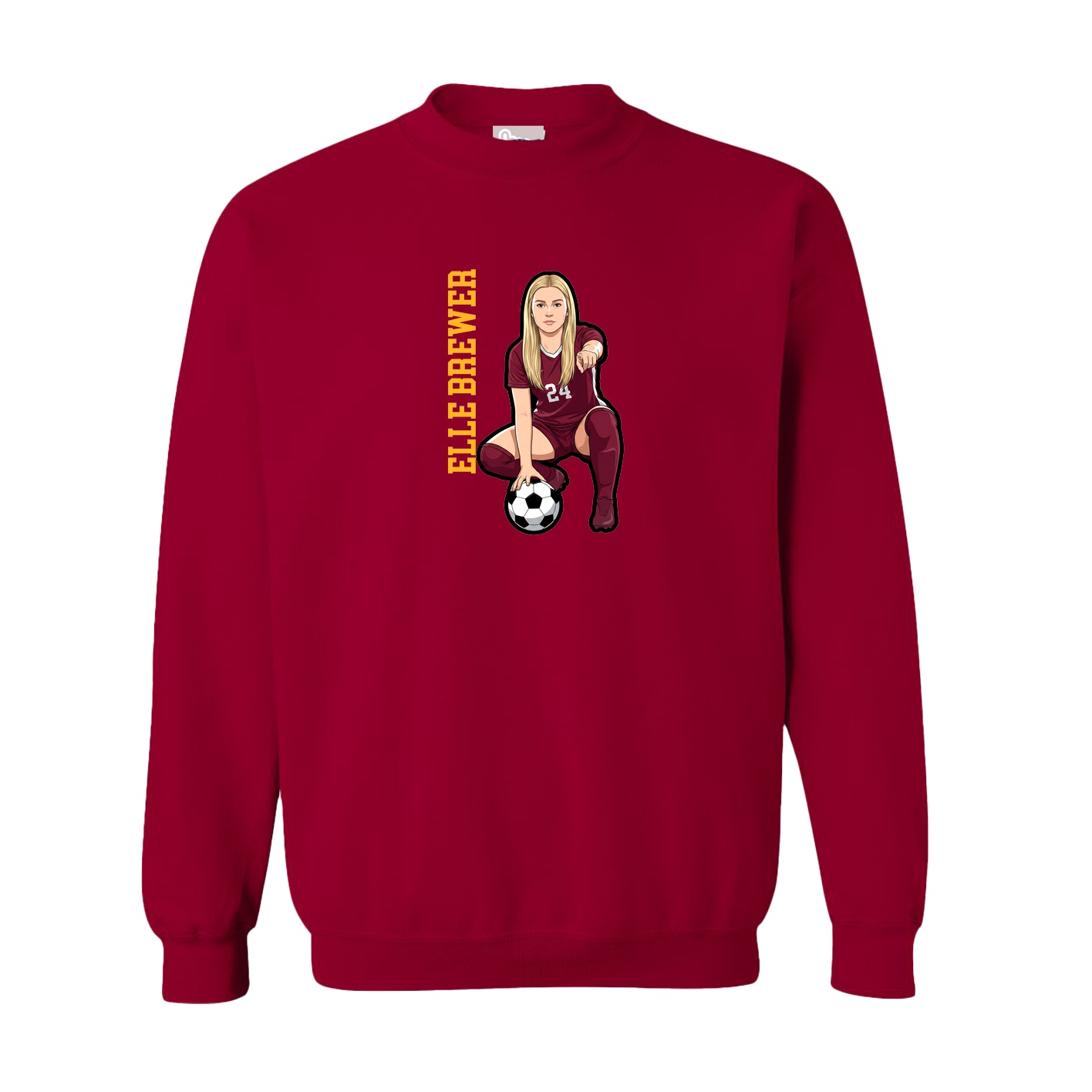 Fleece Crew — Name Vertical in Cardinal