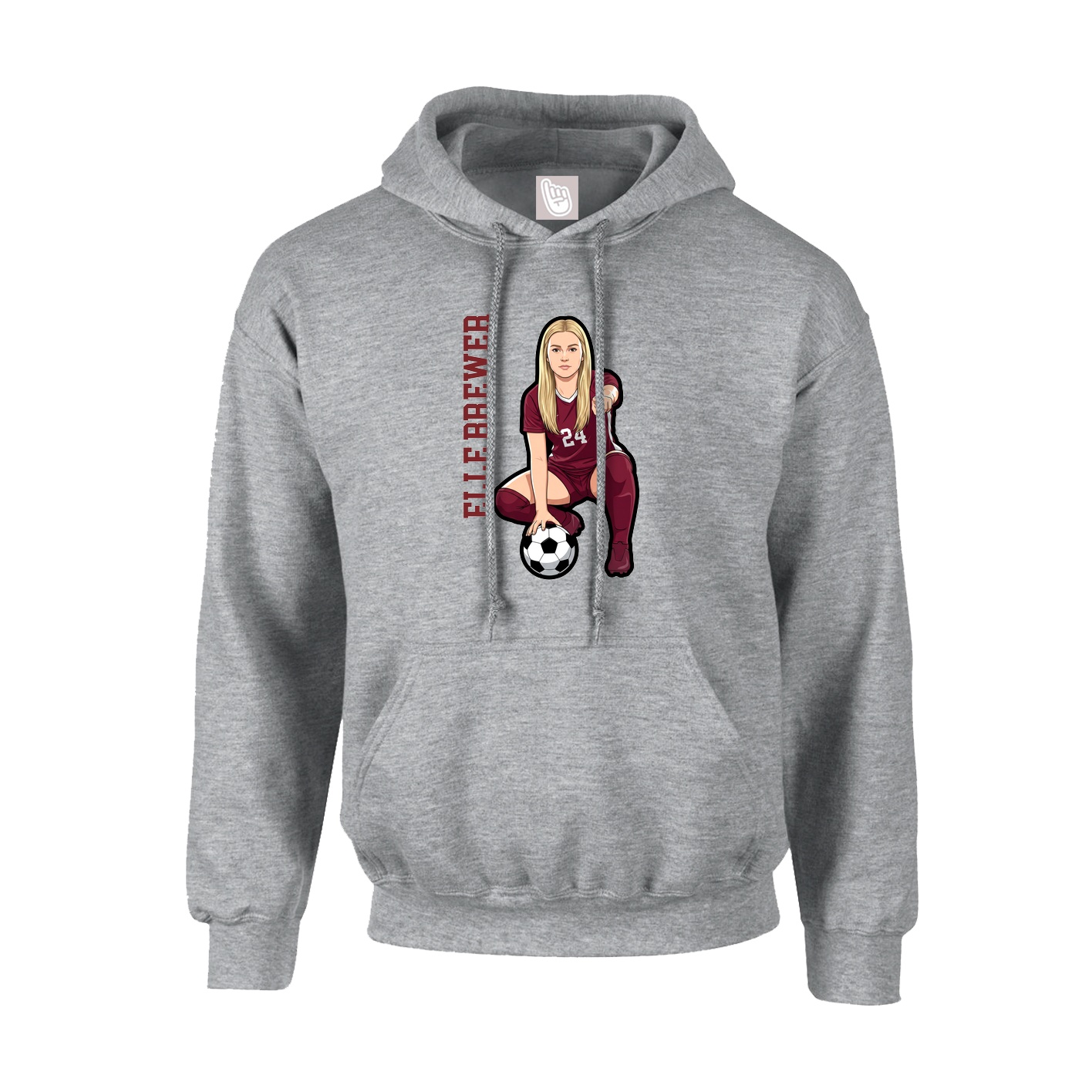 Youth Hoodie — Name Vertical in Grey