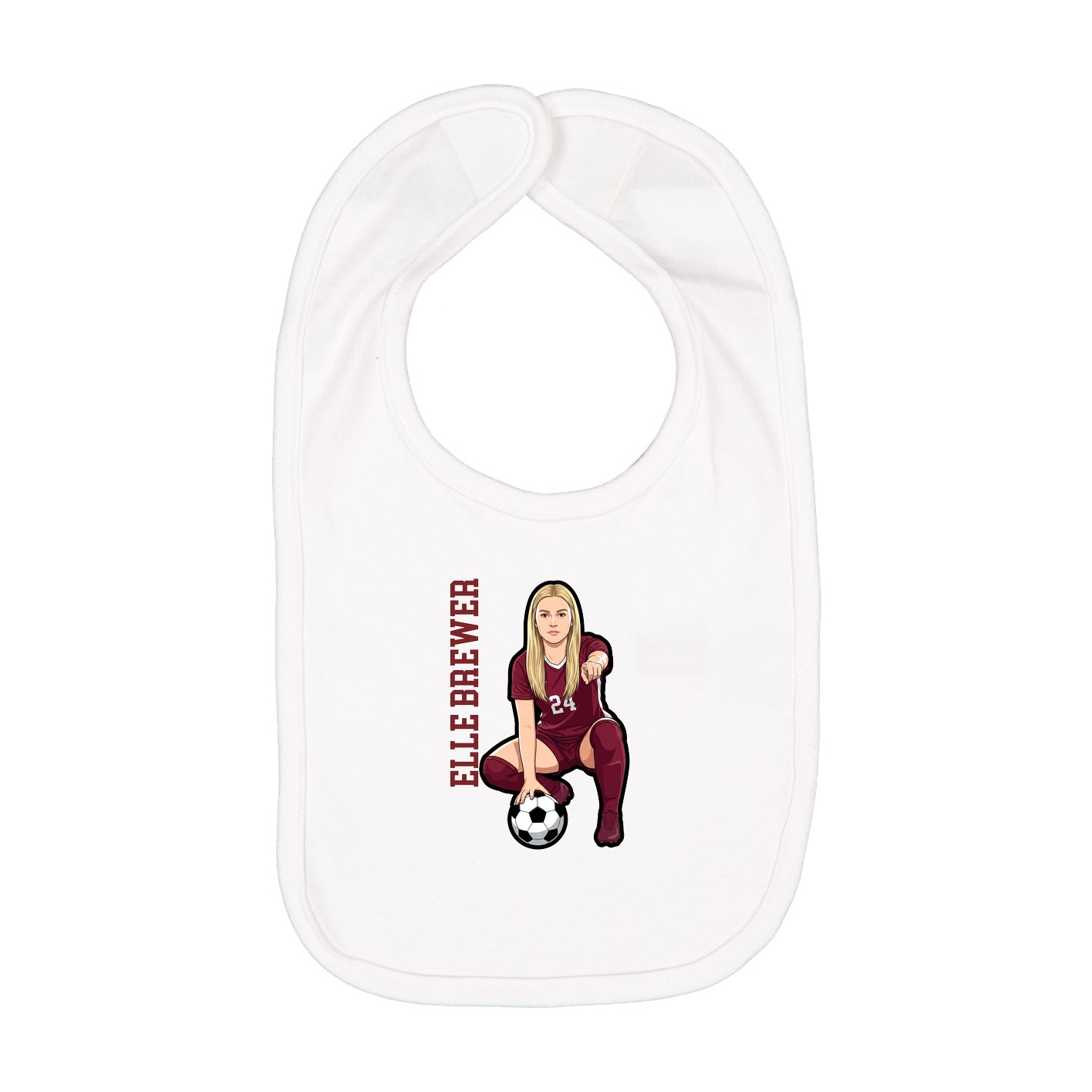 Infant Bib — Name Vertical in White