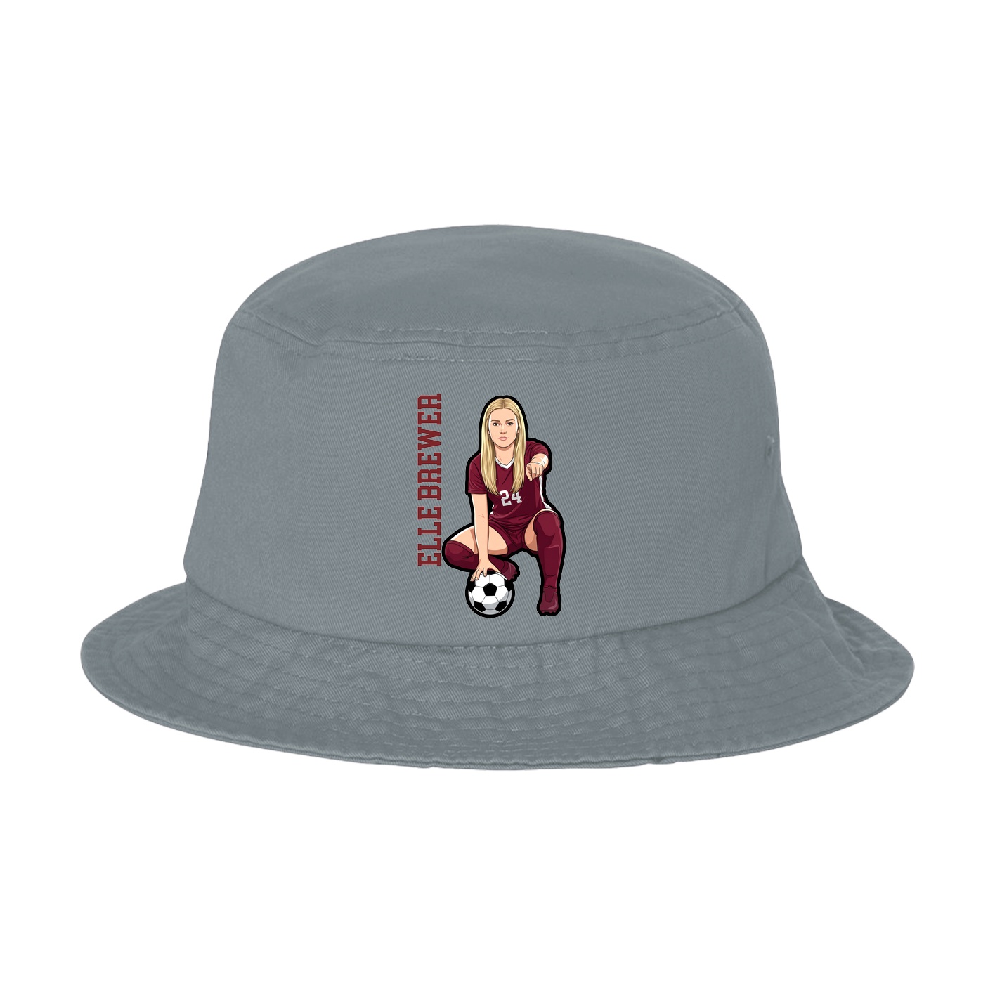 Bucket Cap — Name Vertical in Grey