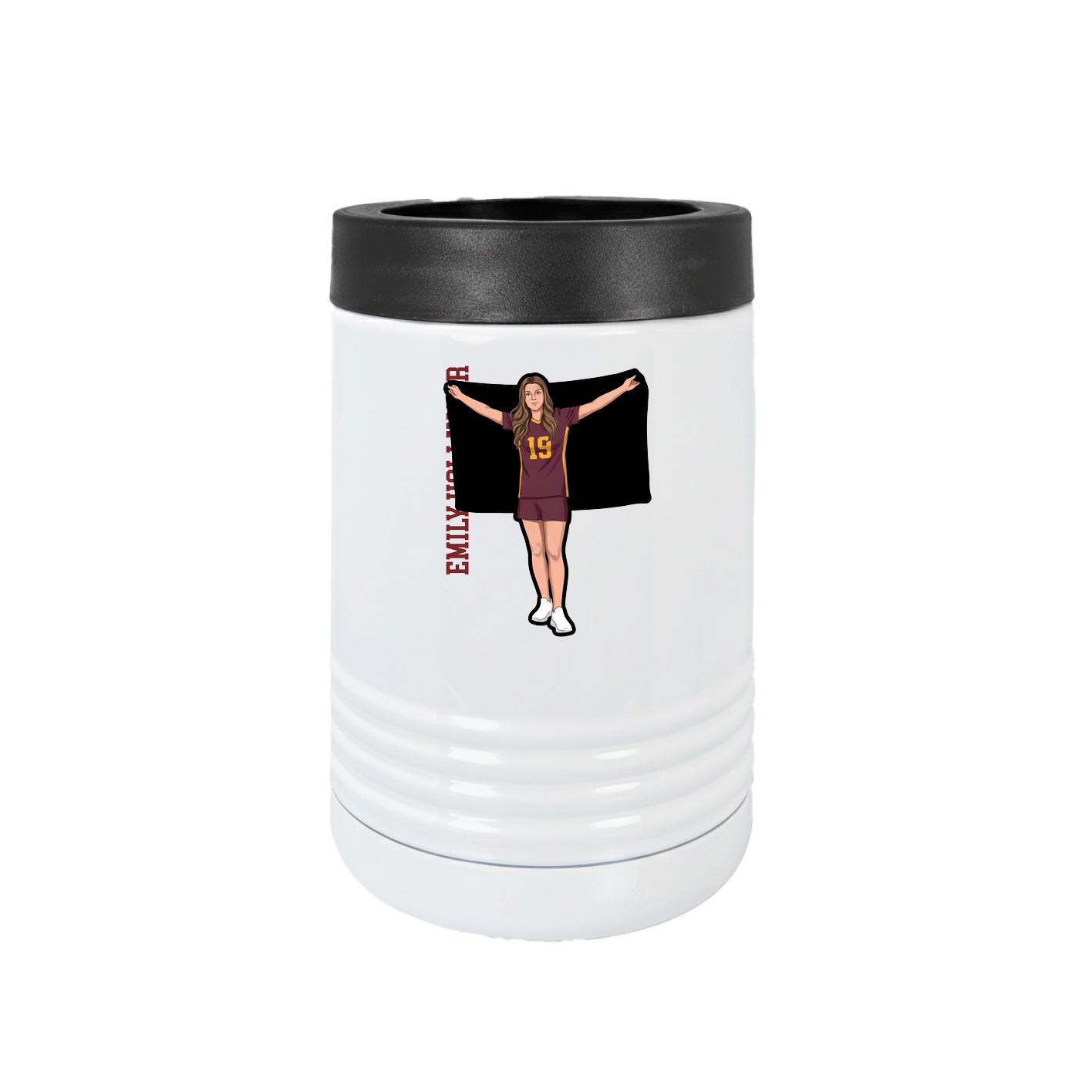 Beverage Holder — Name Vertical in White