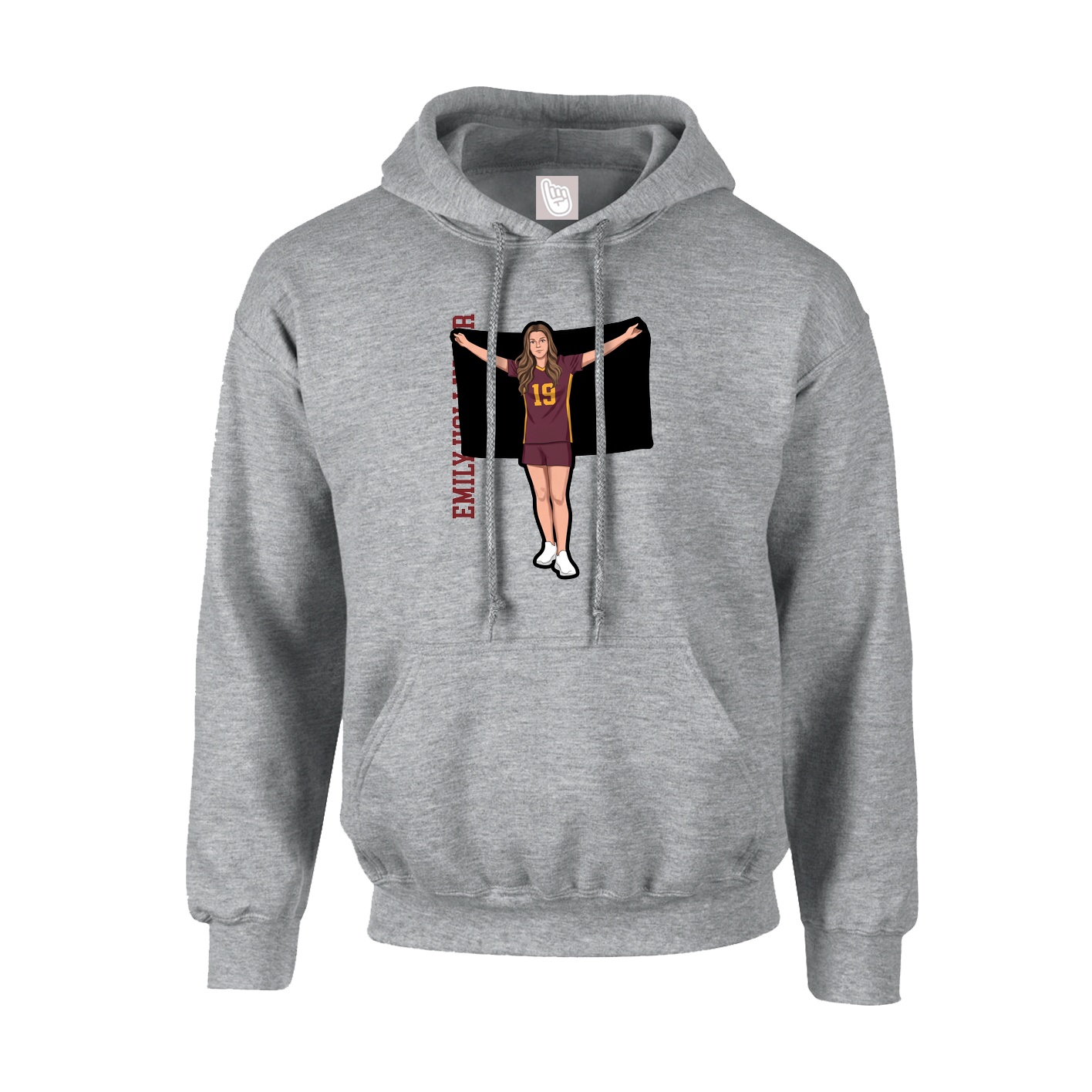 Youth Hoodie — Name Vertical in Grey