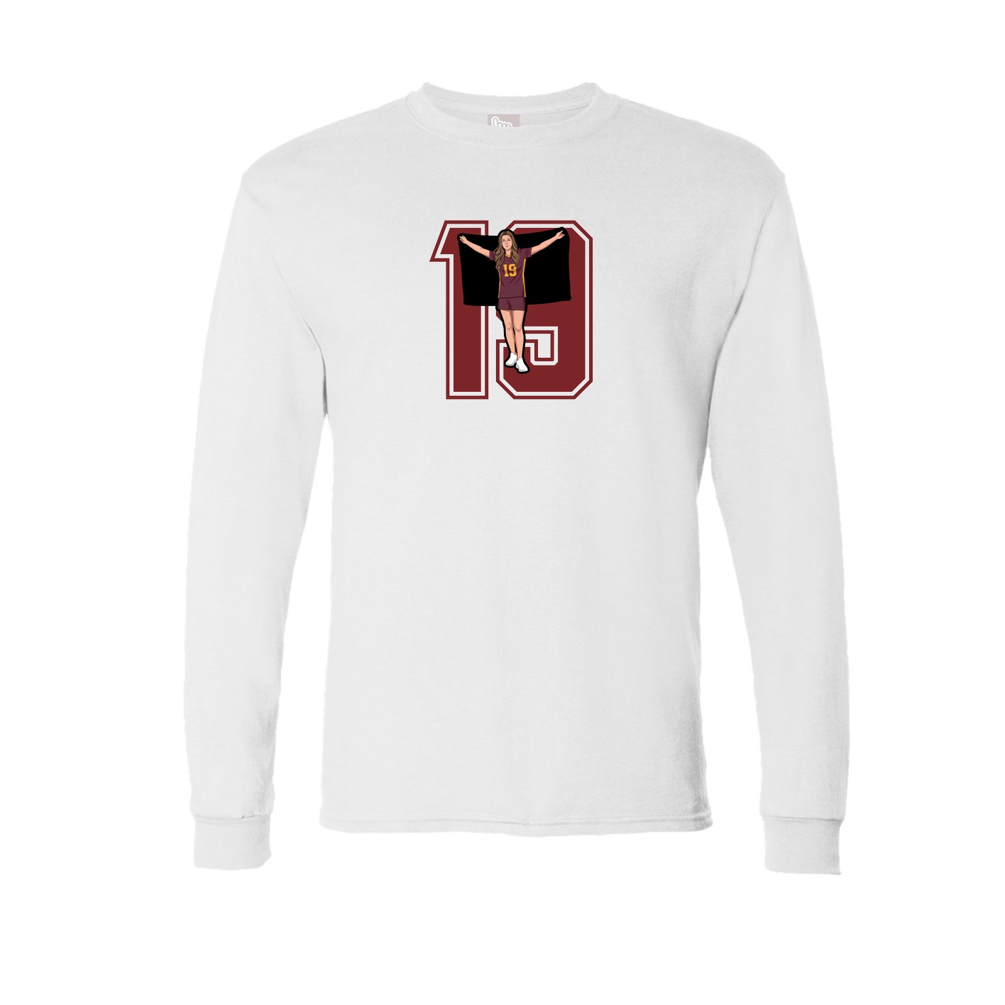 Long Sleeve Tee — Number in White