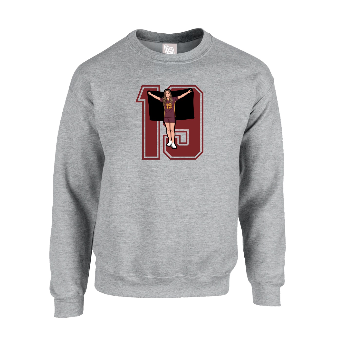 Fleece Crew — Number in Grey