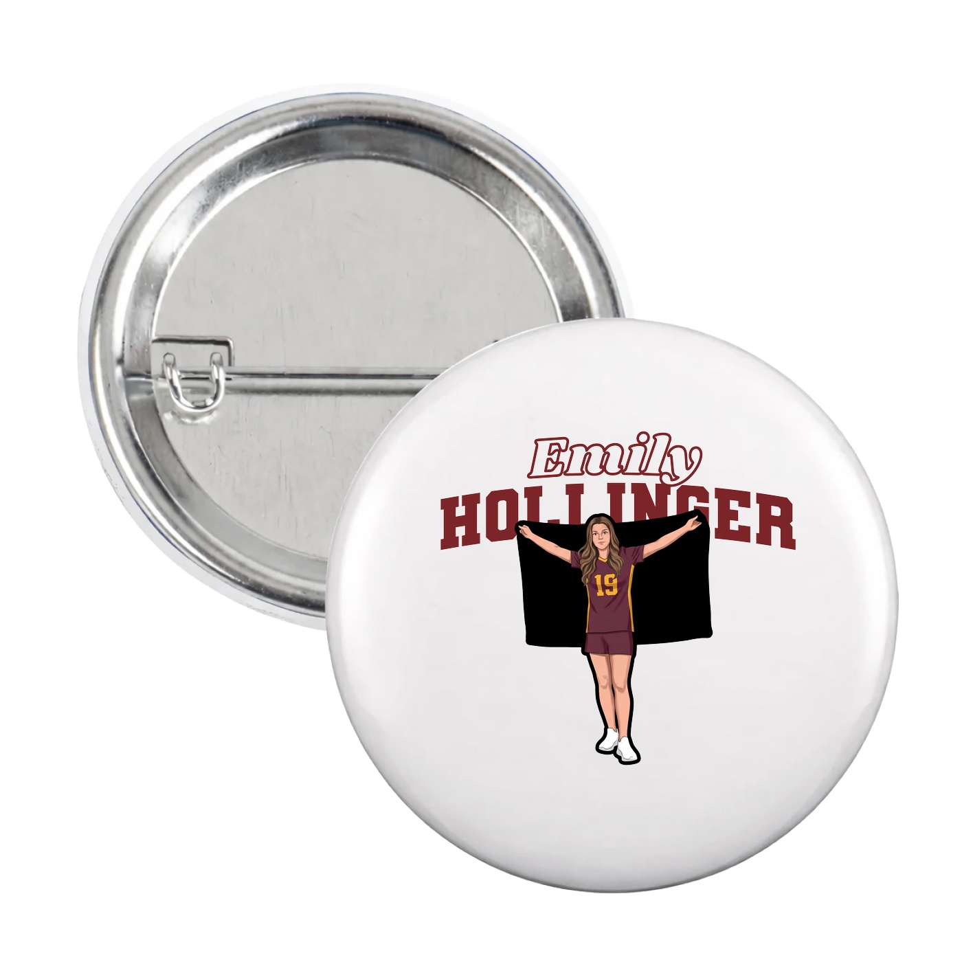 Game Day Button — Name Arch in White