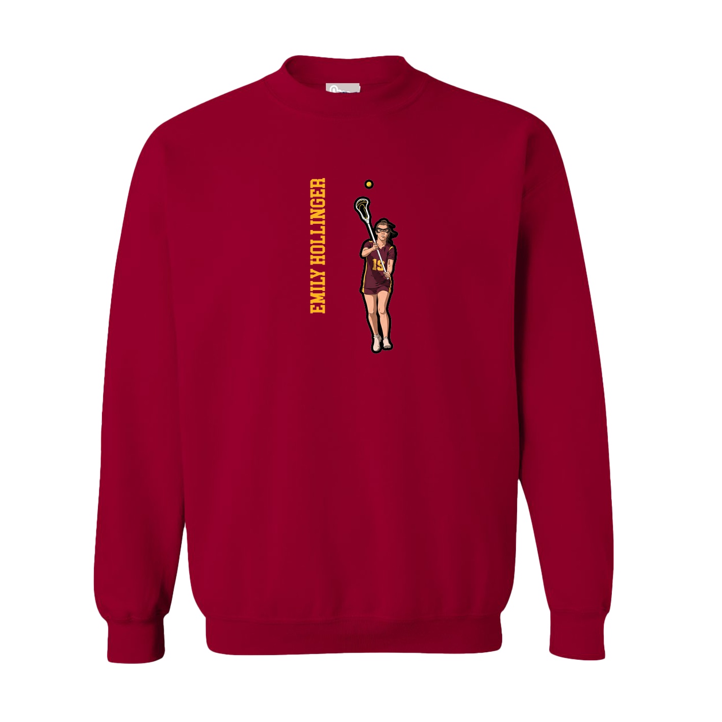 Fleece Crew — Name Vertical in Cardinal