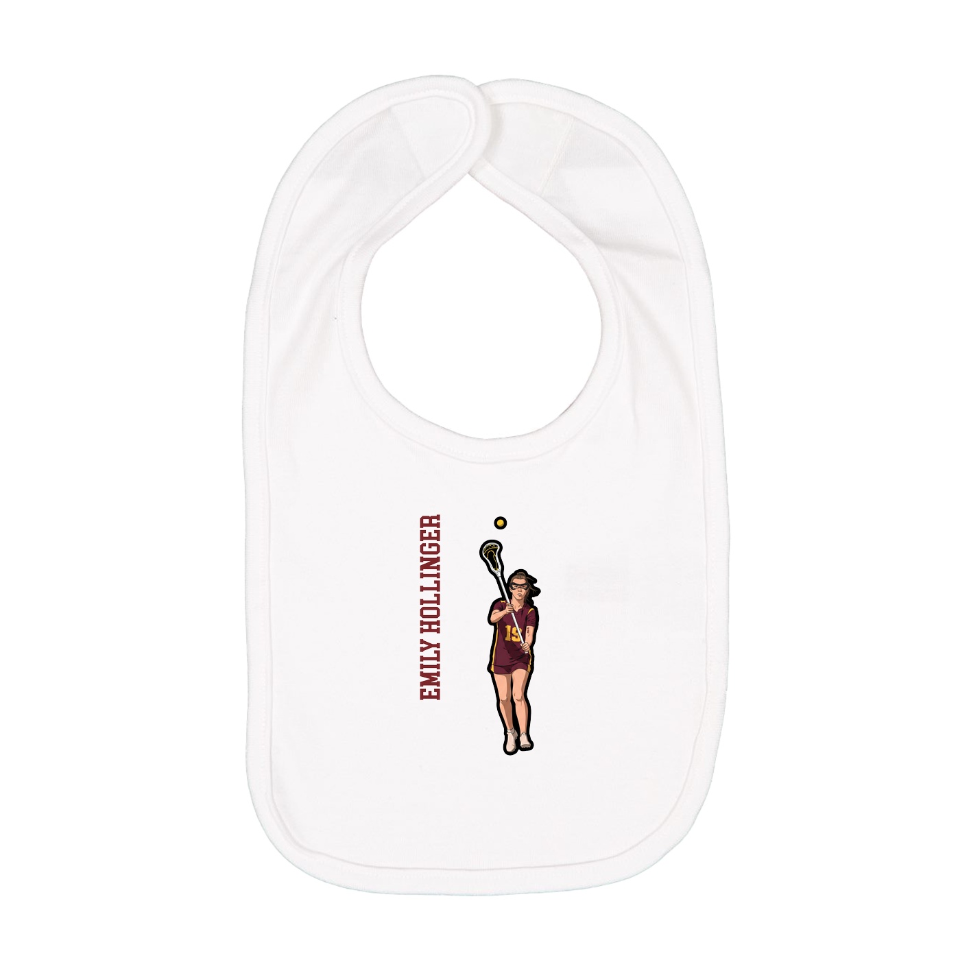 Infant Bib — Name Vertical in White