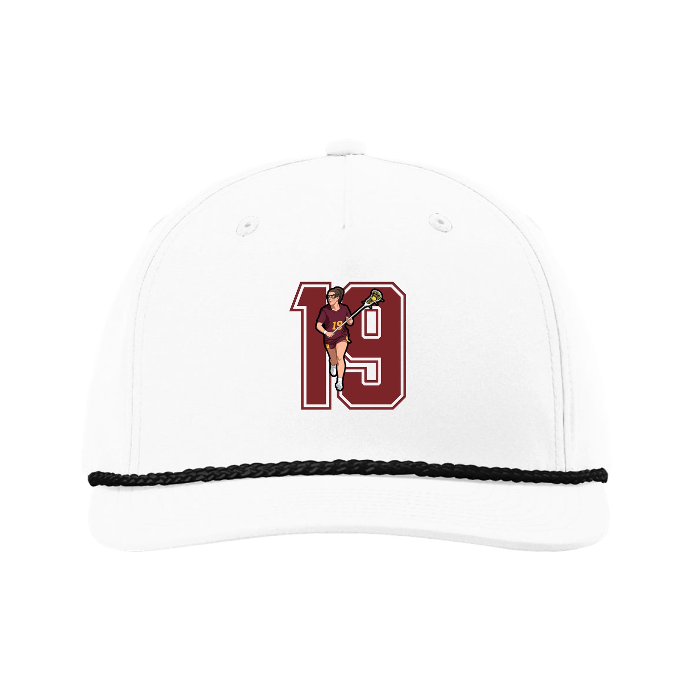 Five-Panel Classic Rope Cap — Number in White