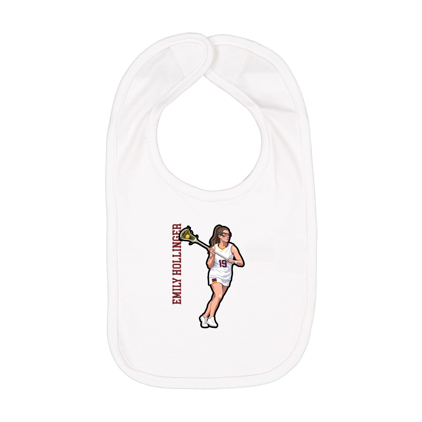 Infant Bib — Name Vertical in White