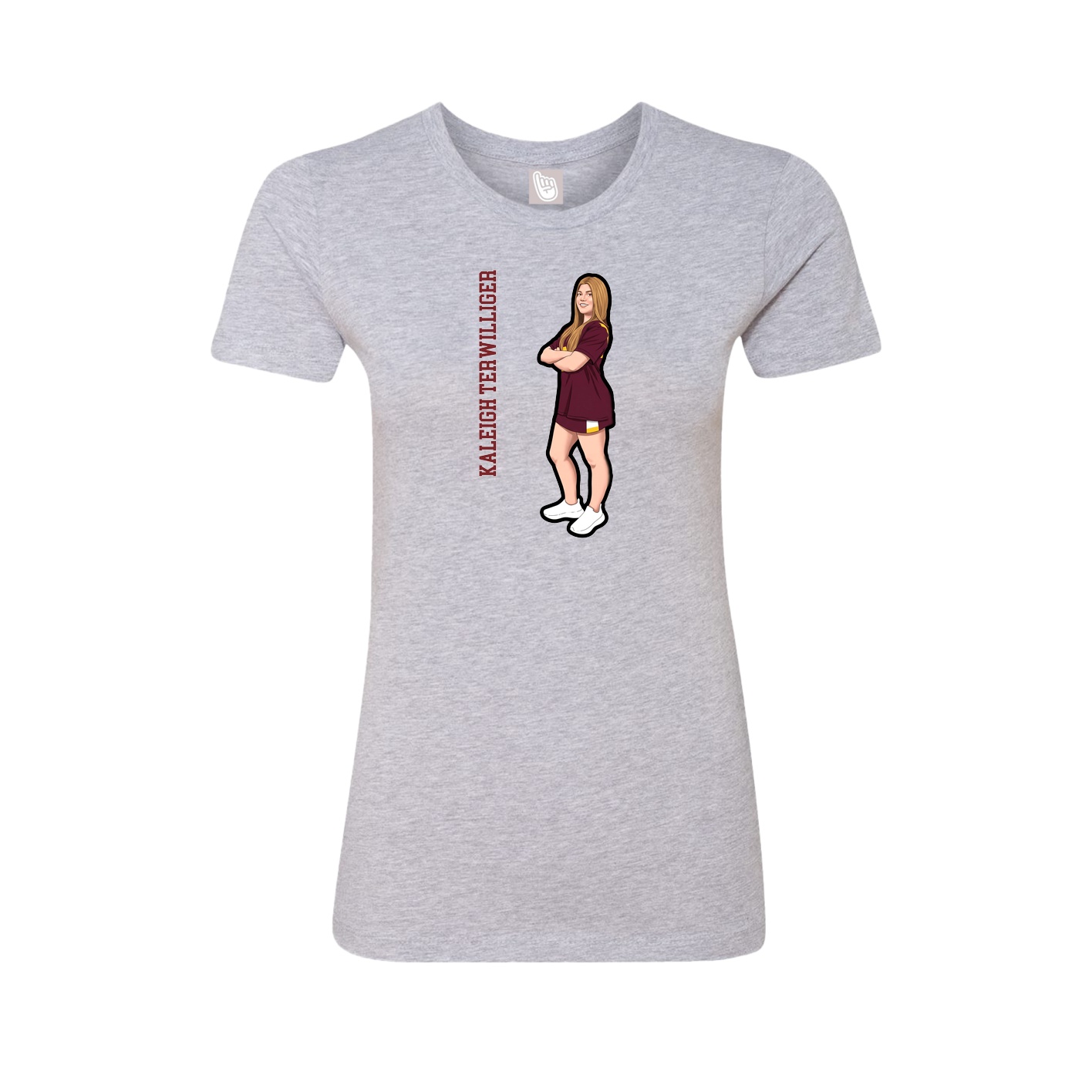 Fitted Women's Tee — Name Vertical in Grey