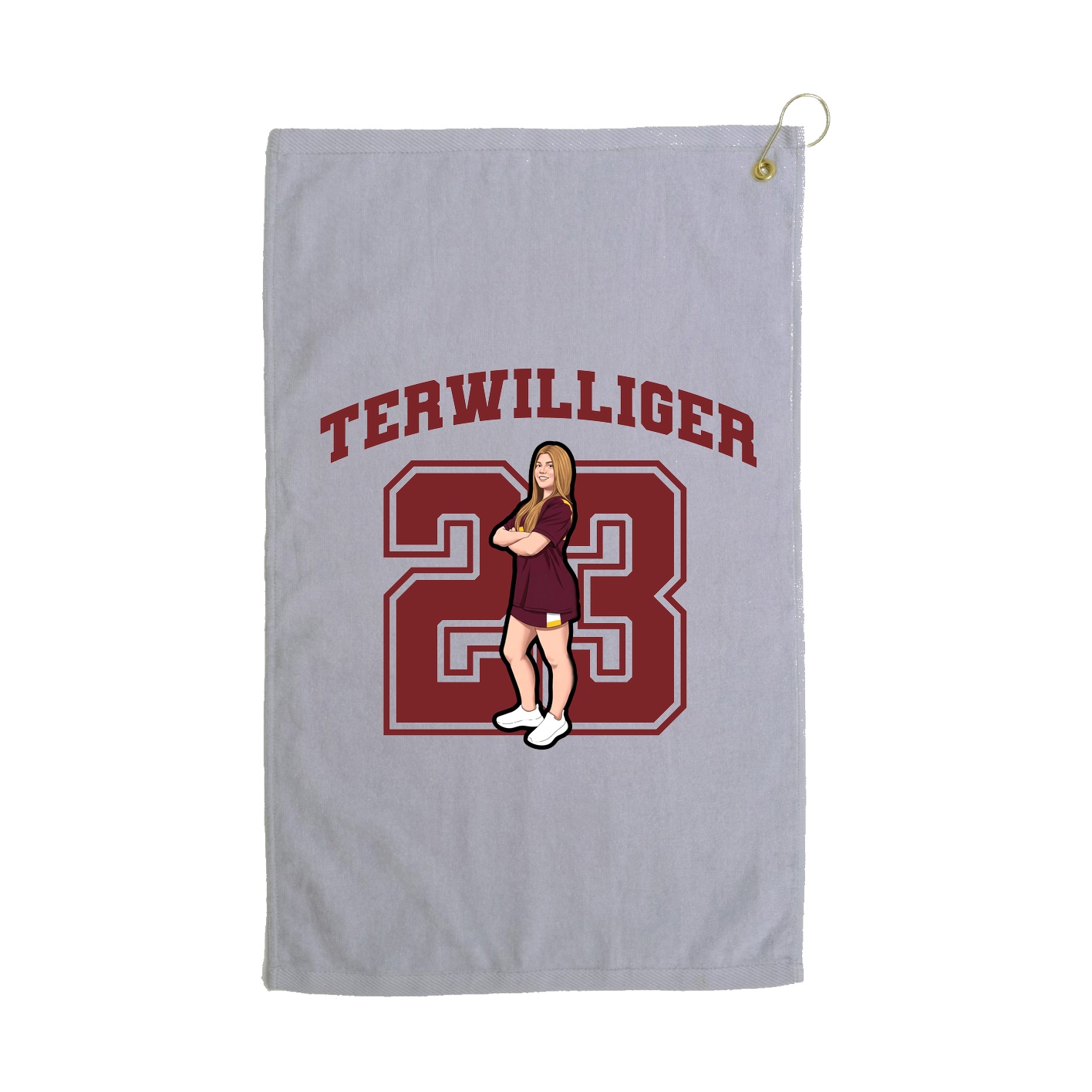 Golf Towel — Number in Grey