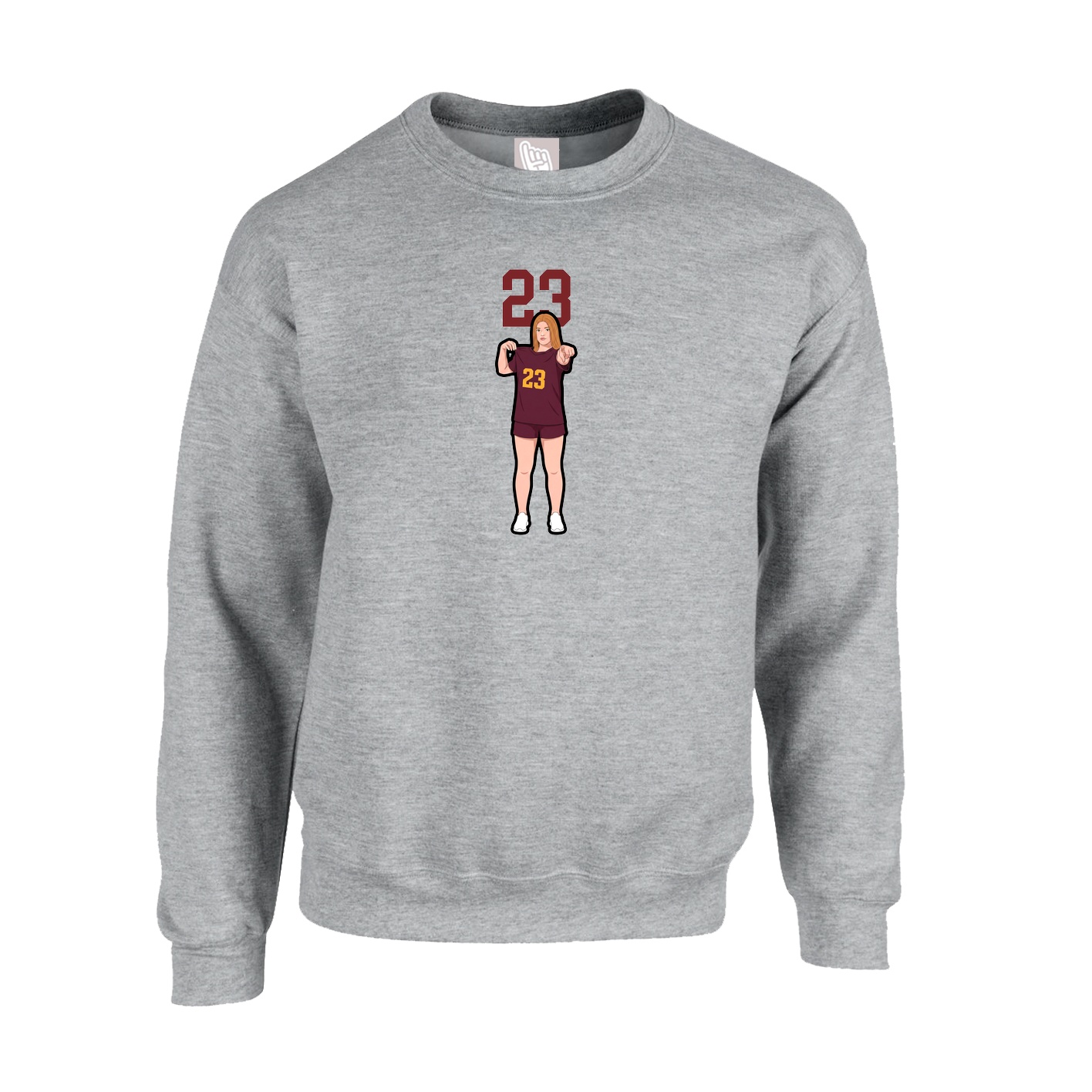 Fleece Crew — Number Top in Grey