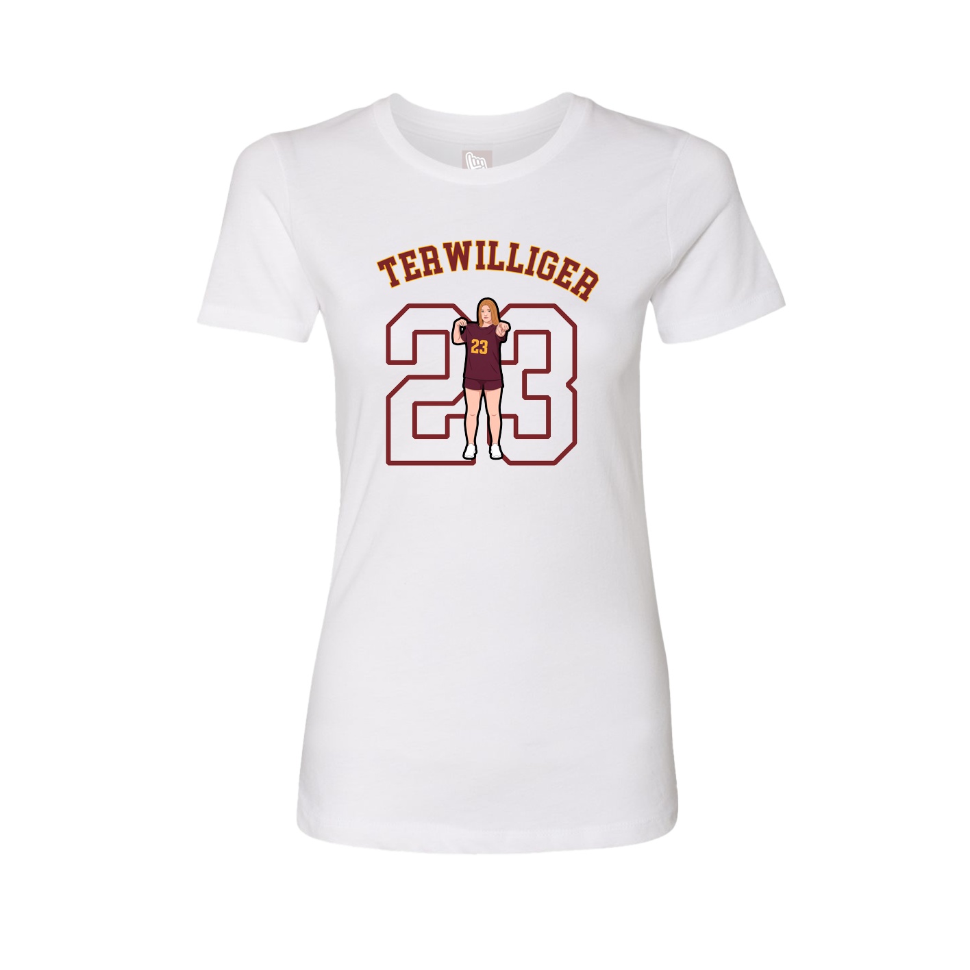 Fitted Women's Tee — Shirsey Arch in White