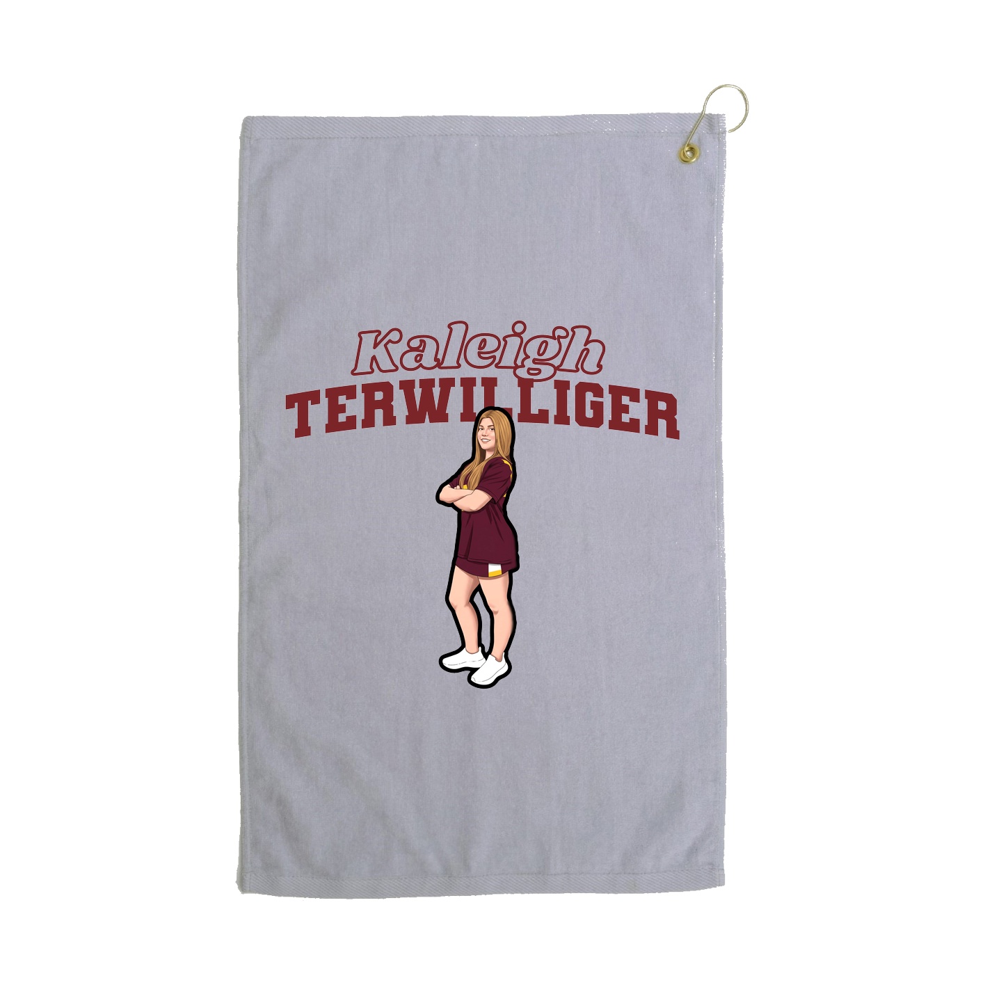 Golf Towel — Name Arch in Grey