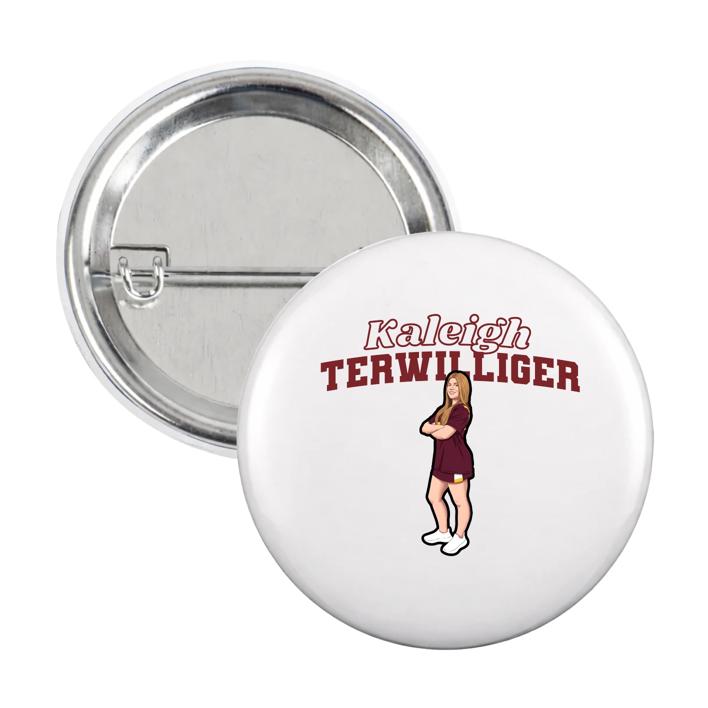 Game Day Button — Name Arch in White