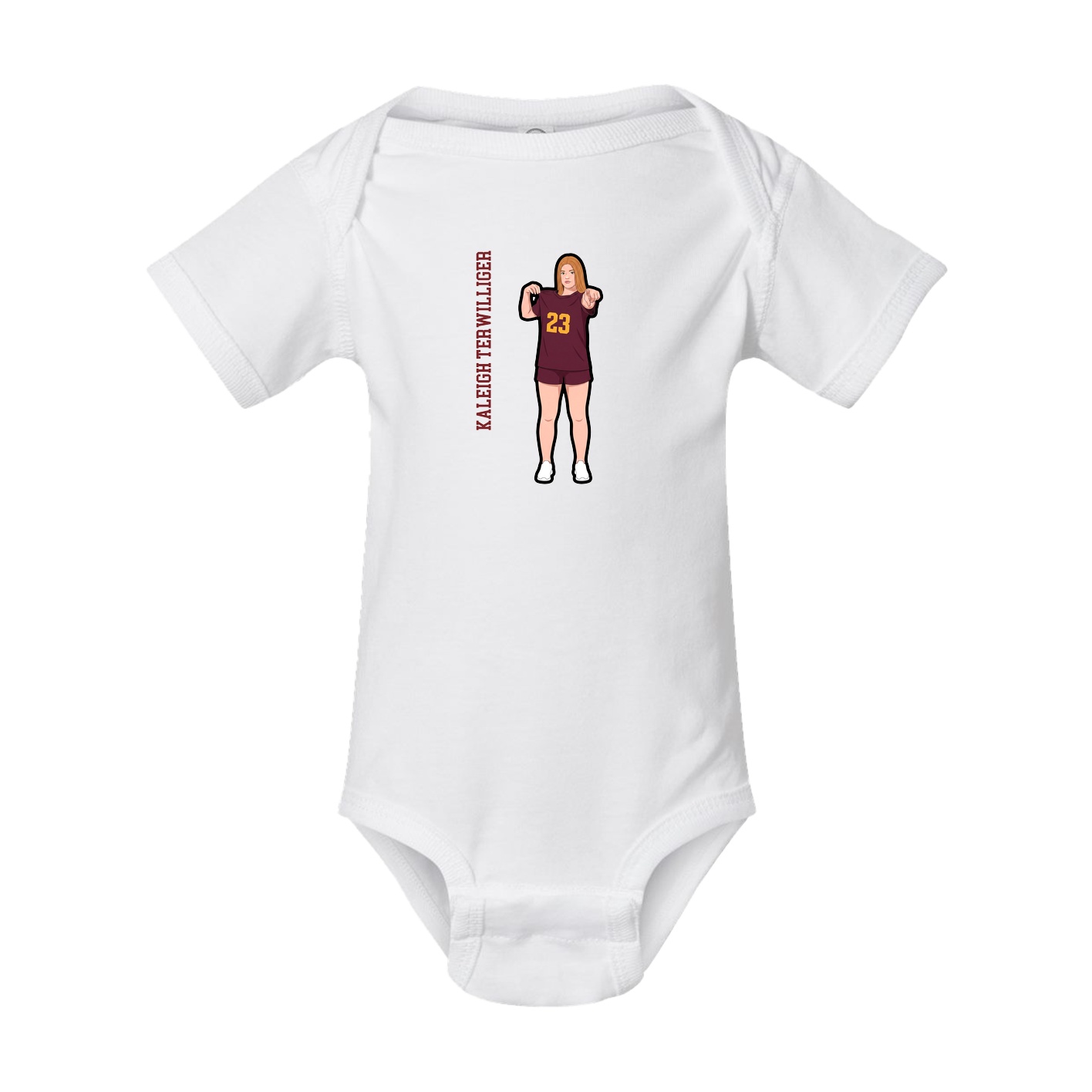 Baby Onesie — Name Vertical in White