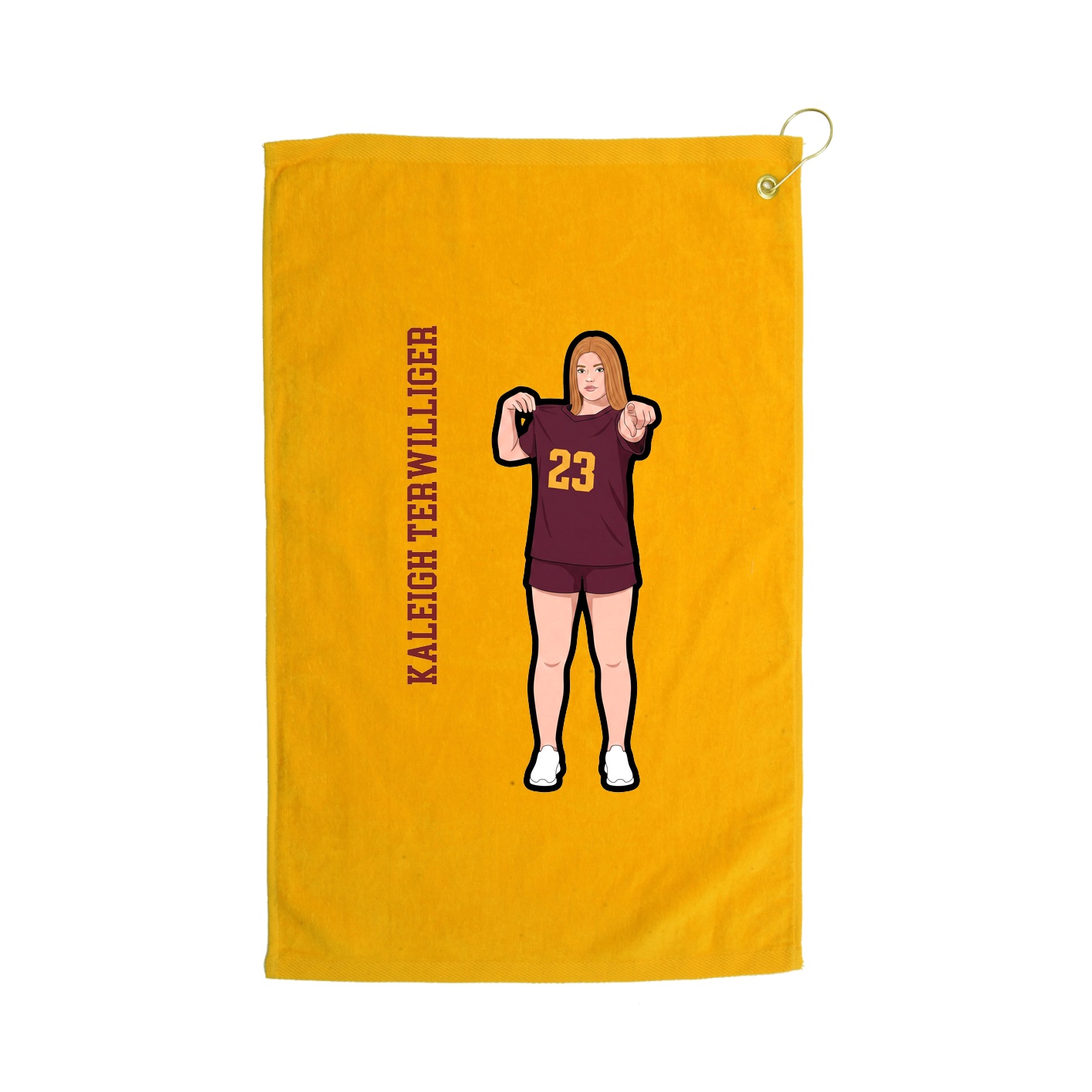 Golf Towel — Name Vertical in Gold
