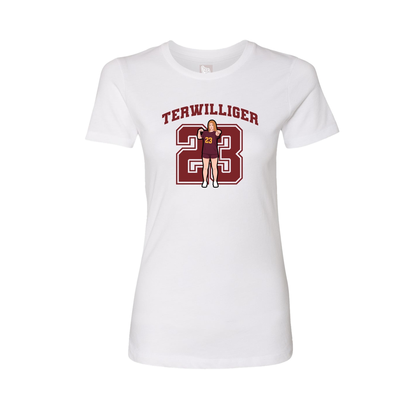 Fitted Women's Tee — Number in White