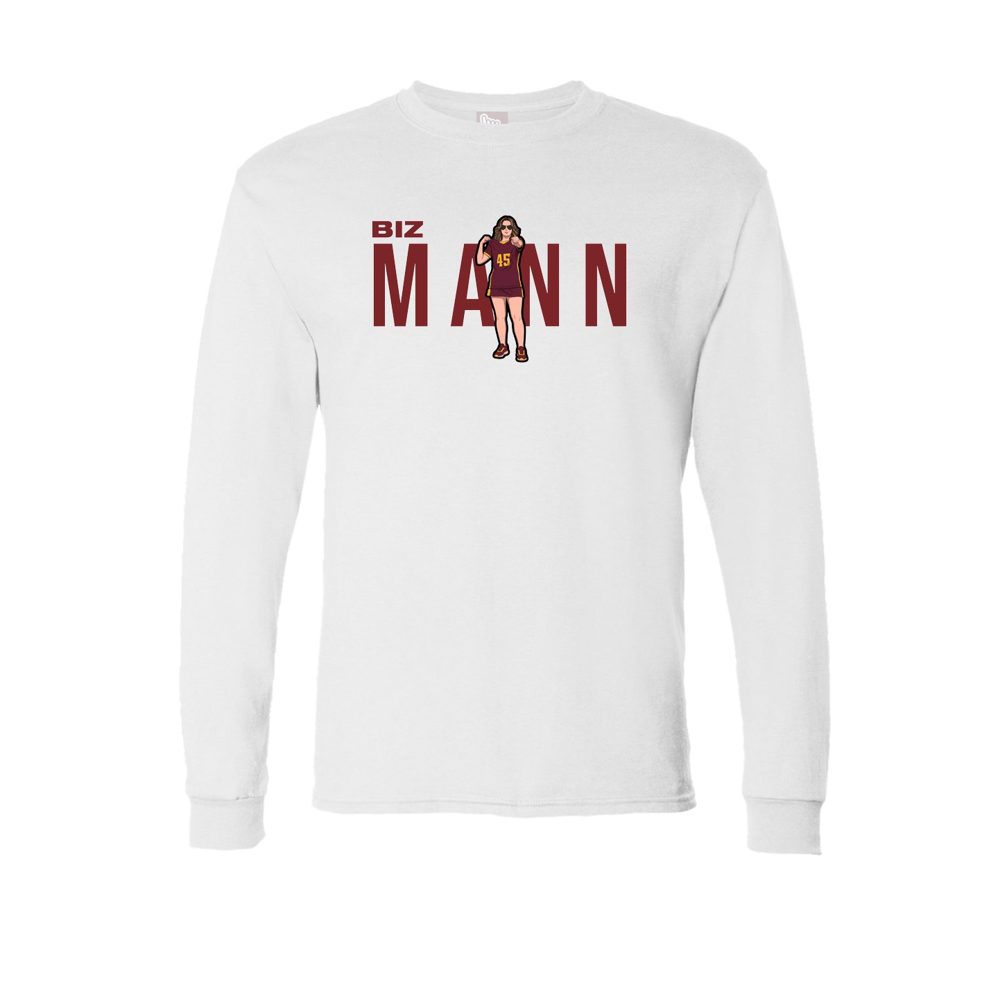 Long Sleeve Tee — Player Name in White